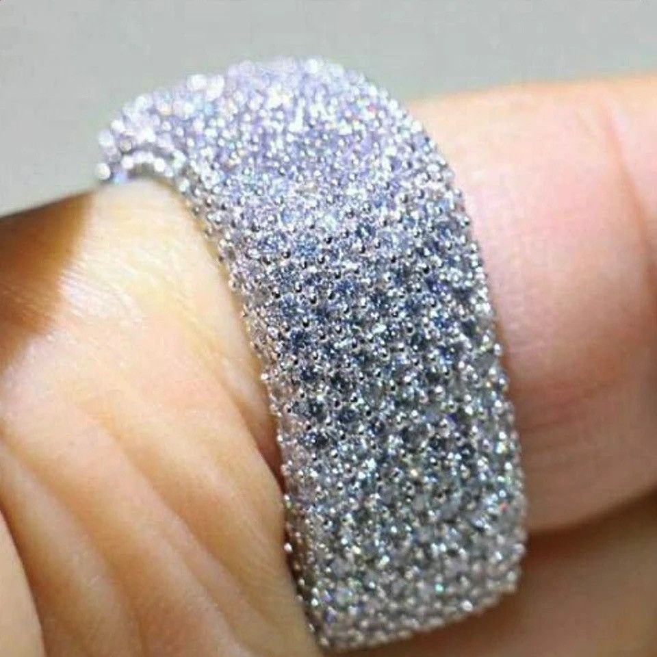 Jewelry × Vintage Cubic Zirconia Rings Geometric Square Band Design Luxury Size ONE SIZE - 2 Thumbnail