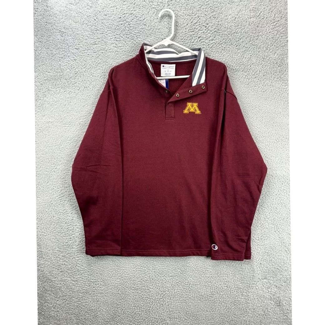 Champion VINTAGE Champion Shirt Men Large Maroon Minnesota Golden Gophers Quarter Snap Button NEW Size US L / EU 52-54 / 3 - 3 Thumbnail