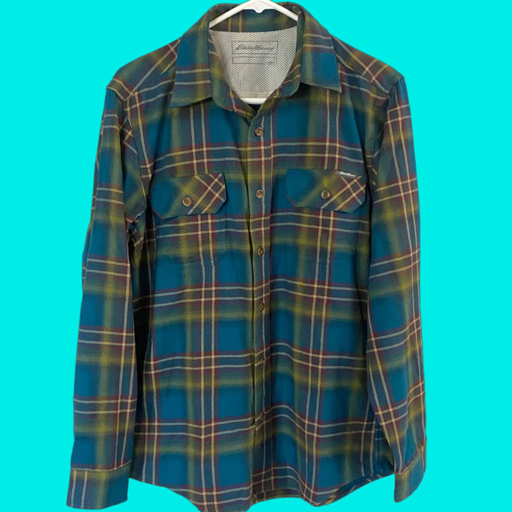 Eddie Bauer VINTAGE Eddie Bauer Button Up Flannel Shirt Blue Green Plaid Mens Small S Outerwear Size US S / EU 44-46 / 1 - 1 Thumbnail