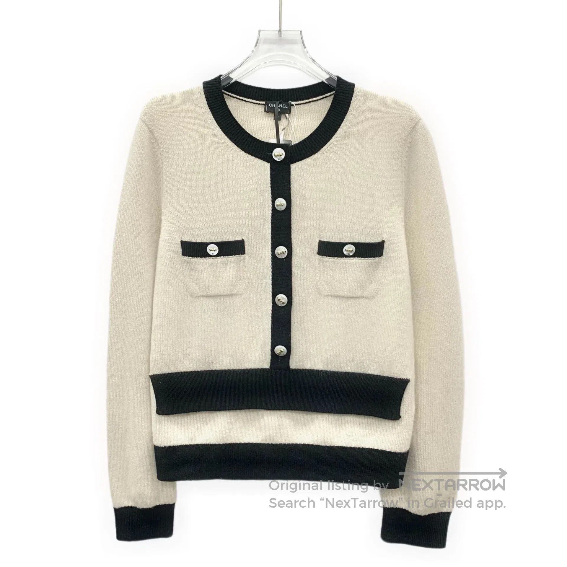 Chanel Chanel Multicolor Trim Cashmere Crewneck Single-breasted L Size M / US 6-8 / IT 42-44 - 1 Thumbnail