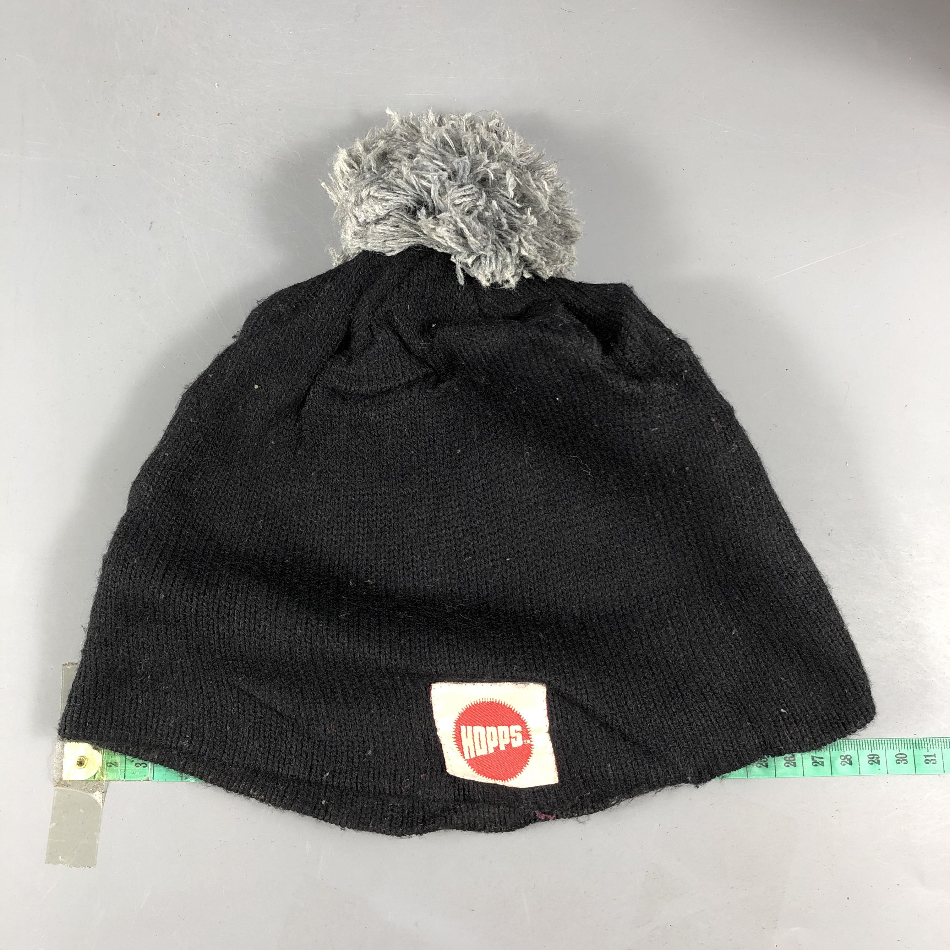 Japanese Brand Hopps Black Beanie Size ONE SIZE - 3 Thumbnail
