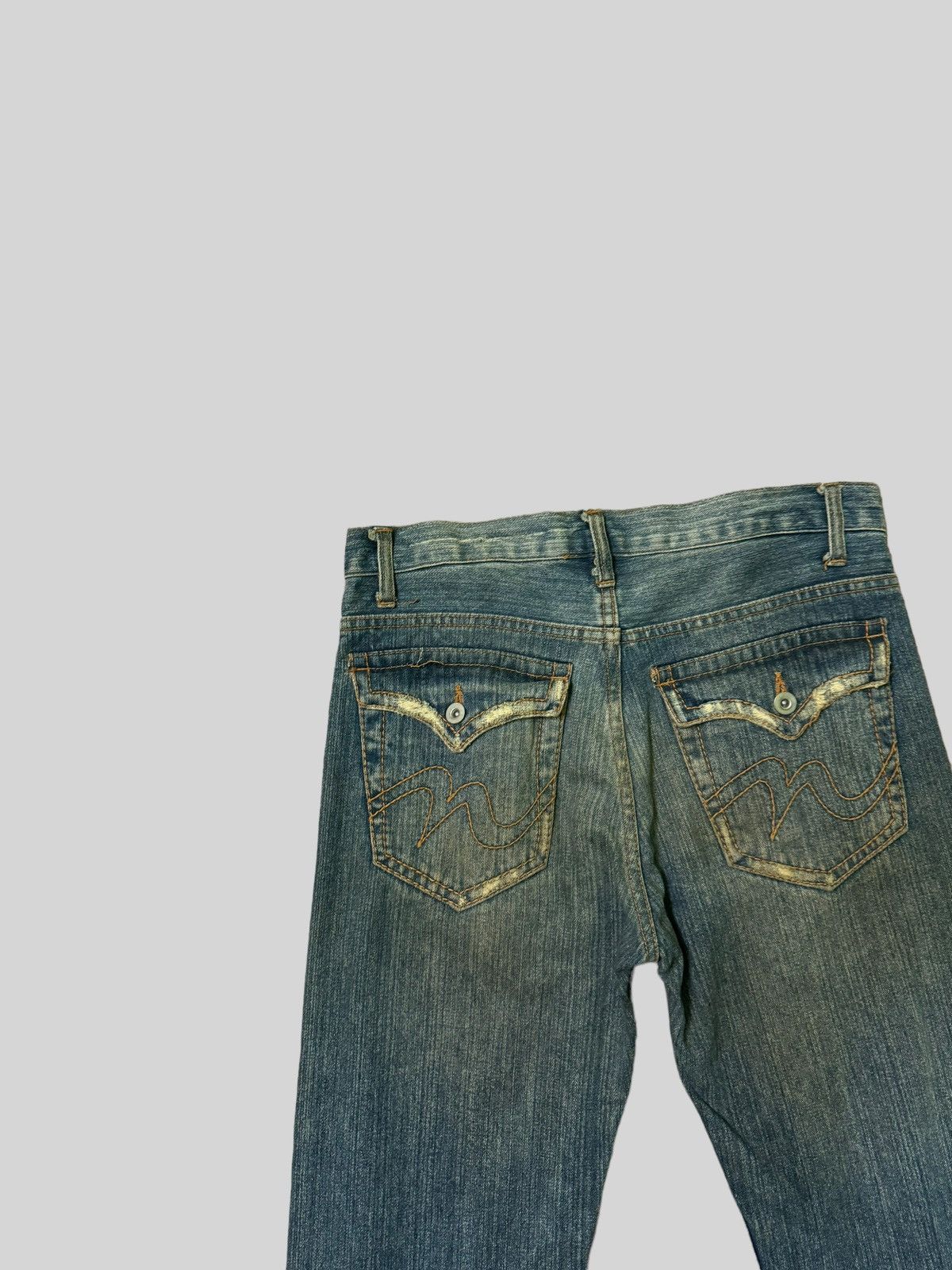 Japanese Brand Flared THRASHED NYLAUS CREW DESIGN WORK DISTRESSED DENIM Size US 30 / EU 46 - 10 Thumbnail