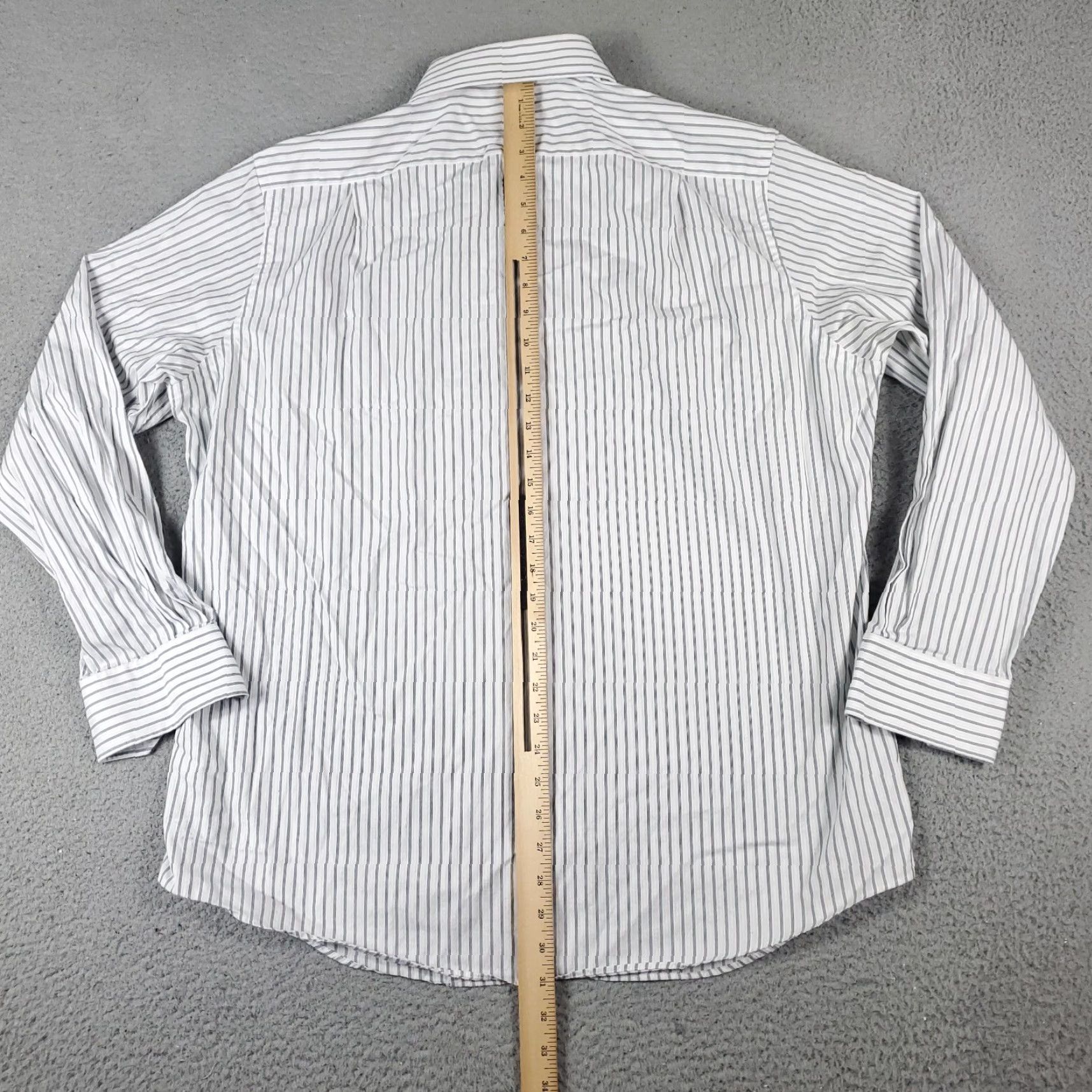 Tommy Bahama Tommy Bahama Shirt Mens 16.5 Gray White Striped Dress Button Up Long Sleeve Shirt Adult Regular Cotton 100% Vintage: No Size 42R - 4 Thumbnail