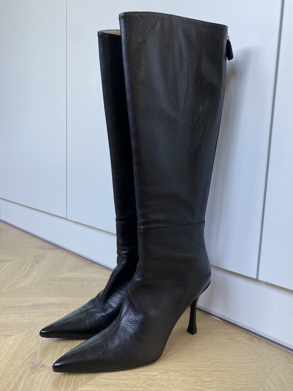 image of Extremly!!! Gucci Leather Boot Heel Shoes Black, Women's (Size 7)