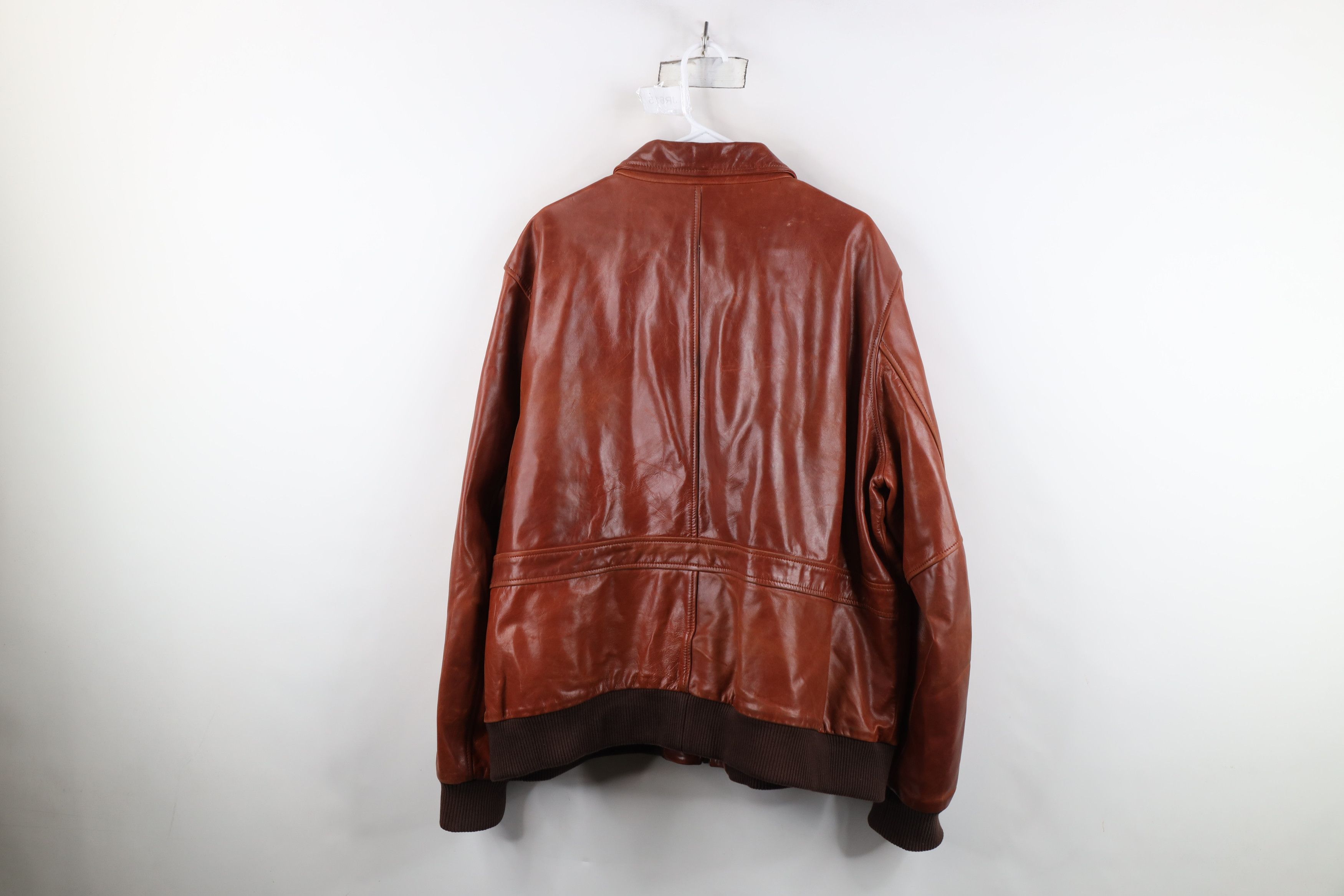 Vintage Inland Leather Leather A2 Bomber Flight Jacket Brown Size US XXL / EU 58 / 5 - 14 Thumbnail