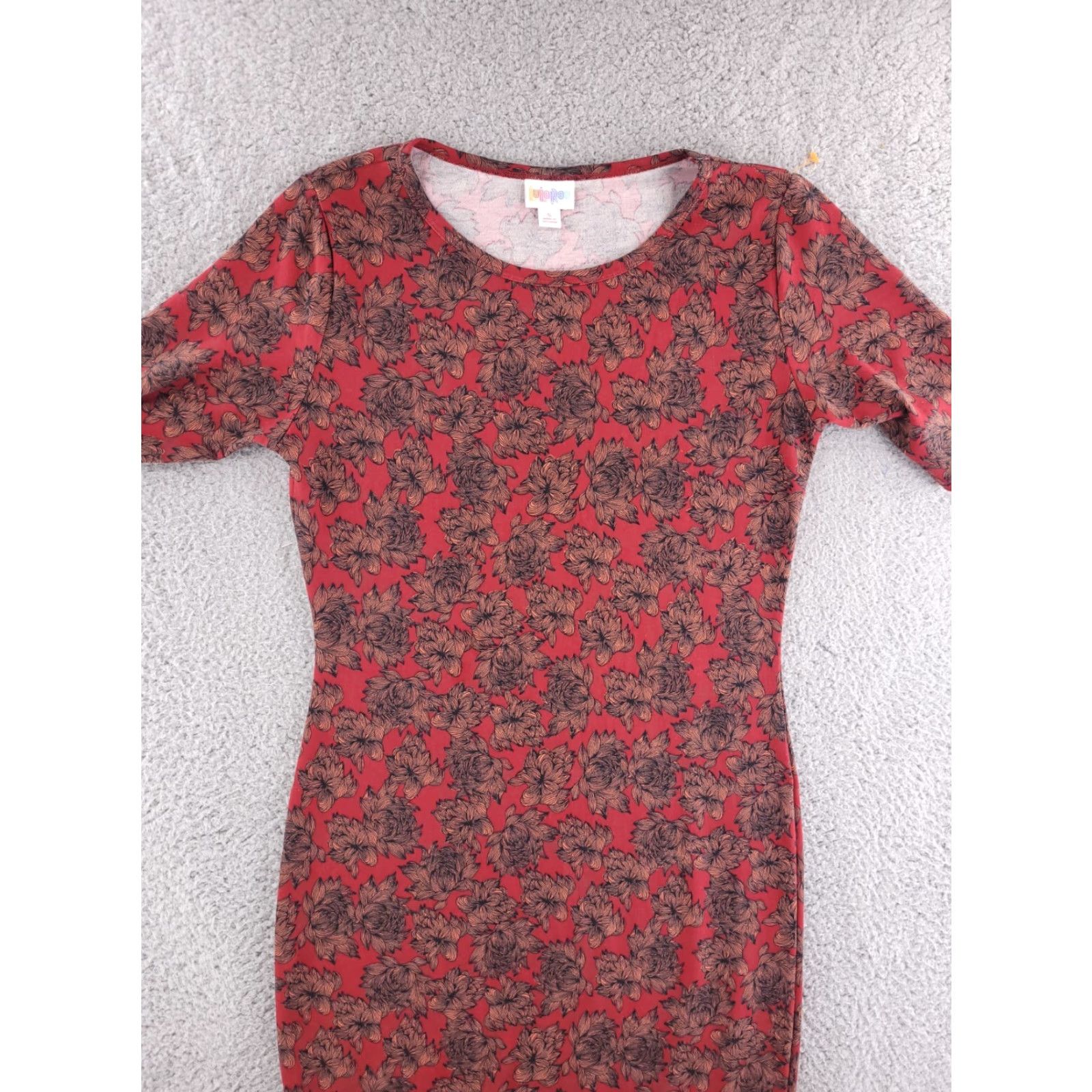 Vintage LulaRoe Floral Print Dress Womens Small Red Dress Midi Floral Pattern Women S Red LuLaRoe Pencil Dress Size S / US 4 / IT 40 - 3 Thumbnail
