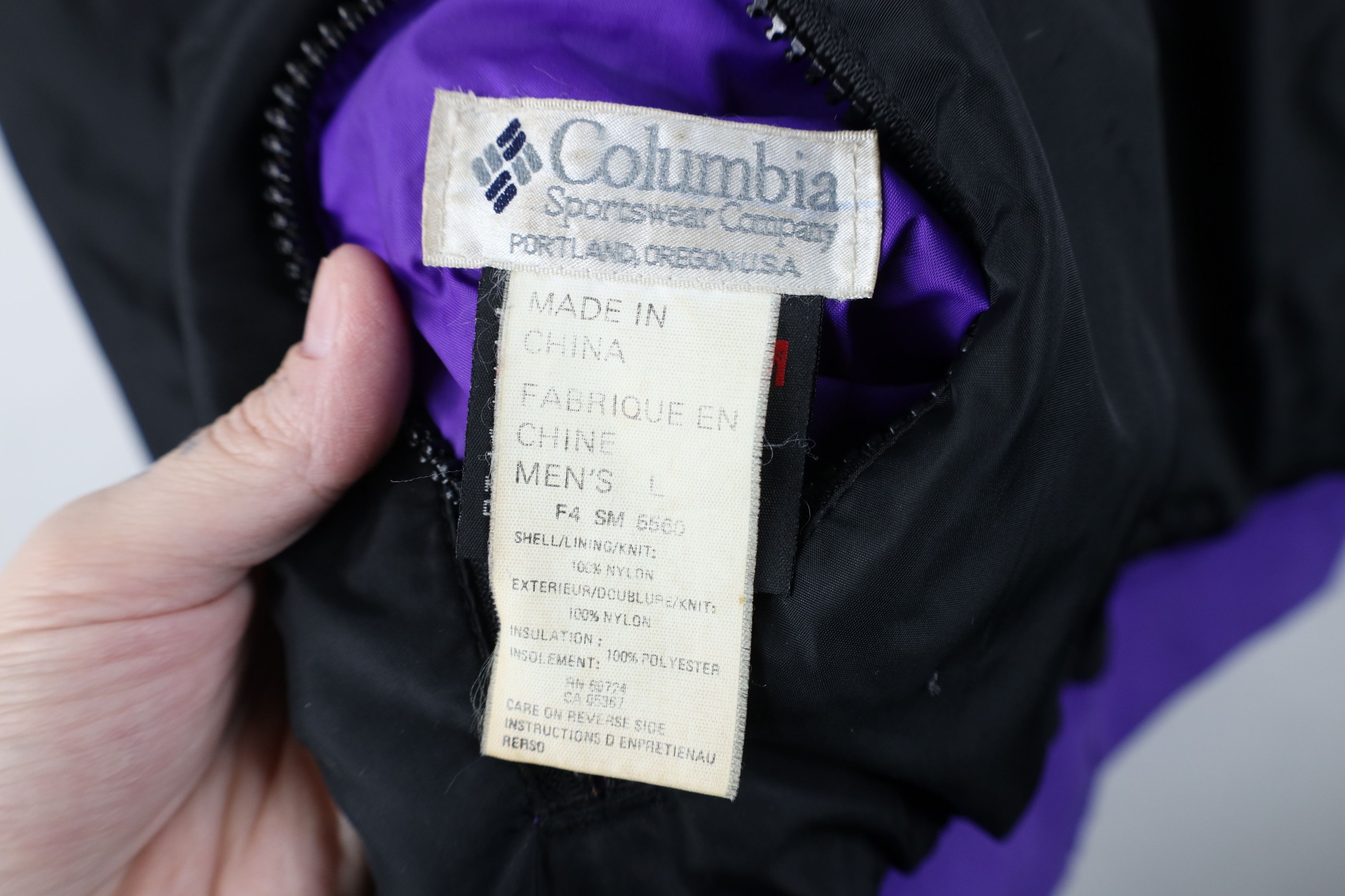 Columbia Vintage 90s Columbia Reversible Bomber Jacket Black Purple Size US L / EU 52-54 / 3 - 6 Thumbnail