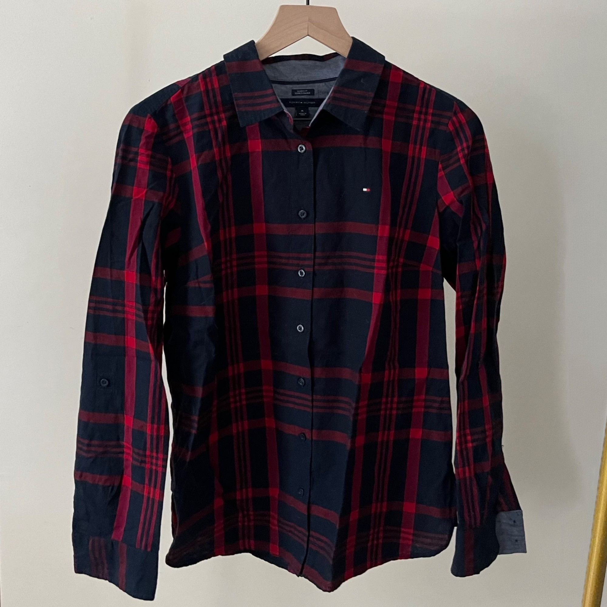 Tommy Hilfiger Tommy Hilfiger Shirt Woman Med. Red Navy Plaid, Long Sleeves Size M / US 6-8 / IT 42-44 - 2 Thumbnail
