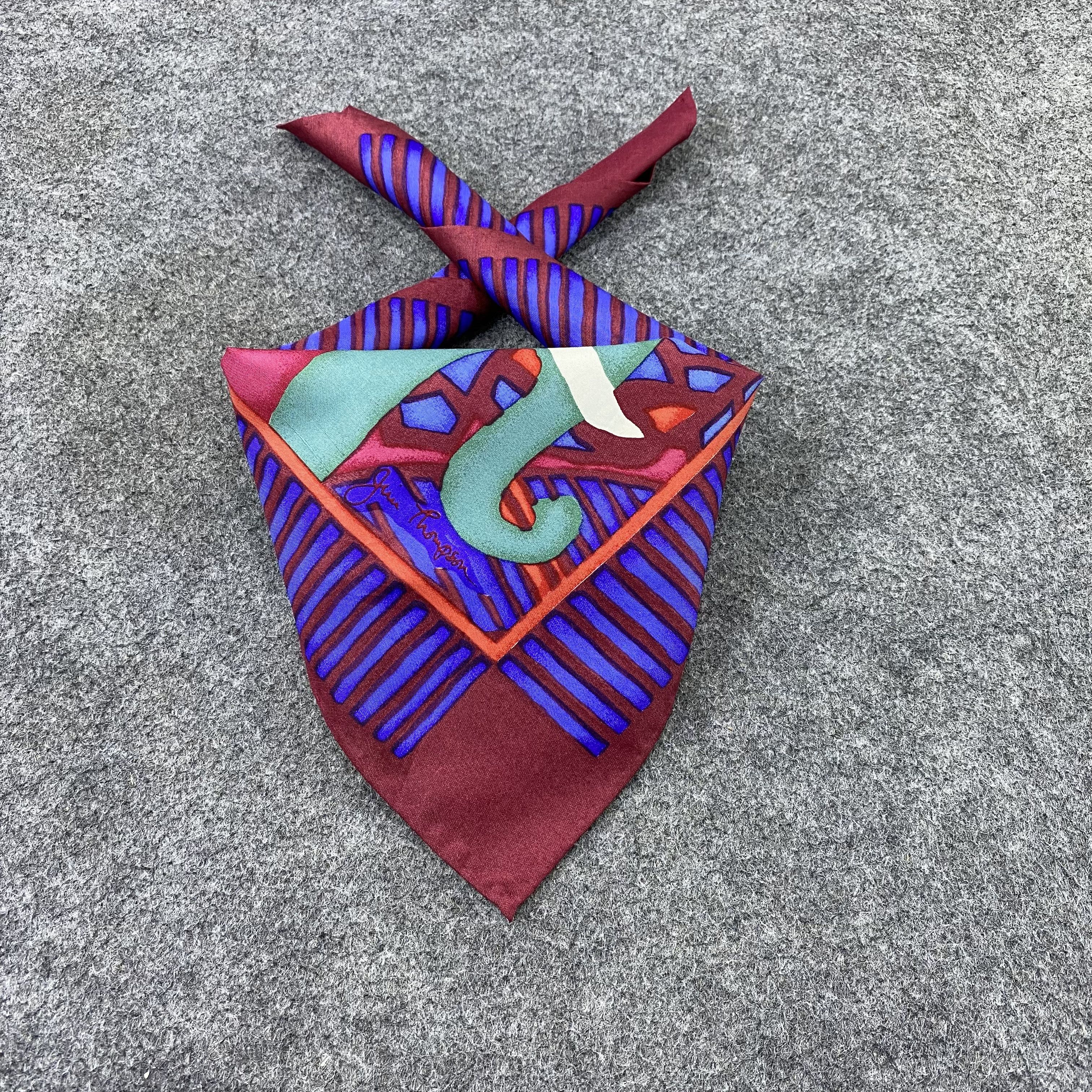 Jim Thompson Jim Thompson Elephant Silk Handkerchief Neckerchief -B1463 Size ONE SIZE - 2 Thumbnail