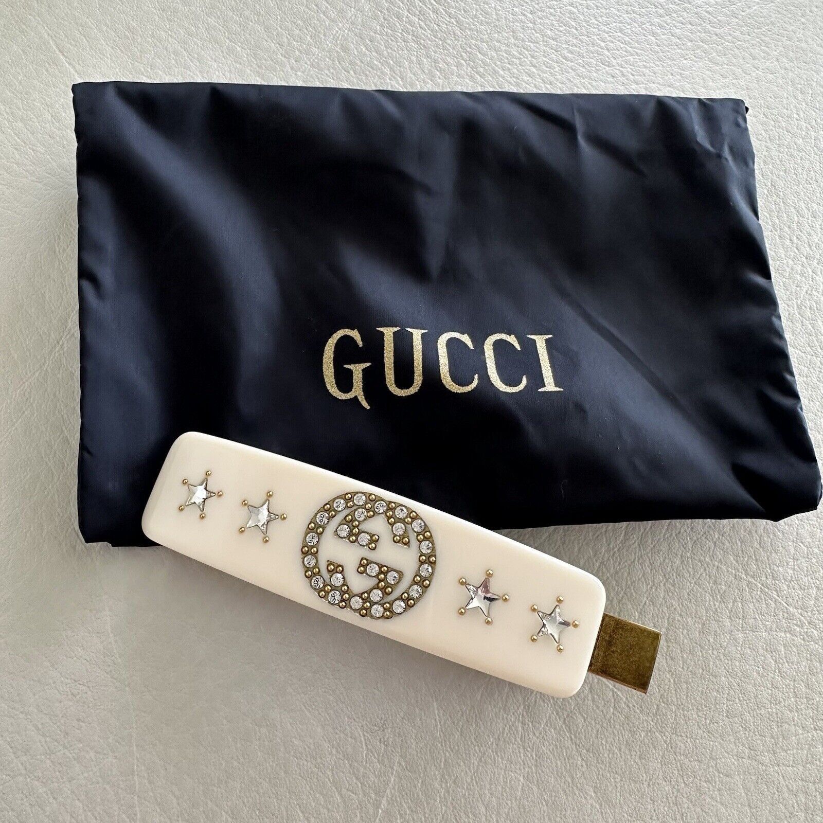 Gucci NEW GUCCI CRYSTAL HAIR INTERLOCKING G Clip White Crystal￼ Size ONE SIZE - 4 Thumbnail