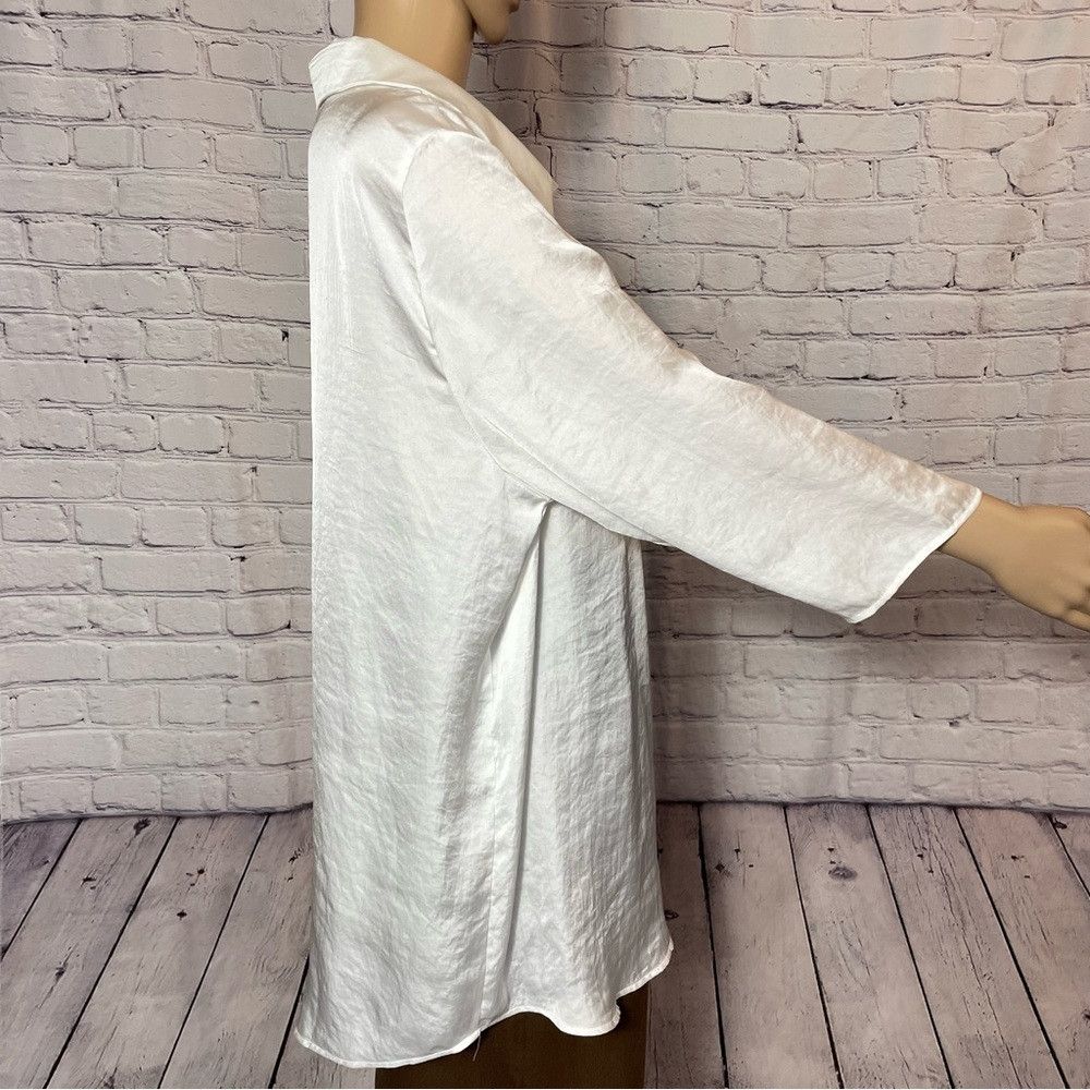 Other Attitudes by Renee Washed Poly Silk Collared Shirt Size 16 Size XXL / US 16-18 / IT 52-54 - 3 Thumbnail