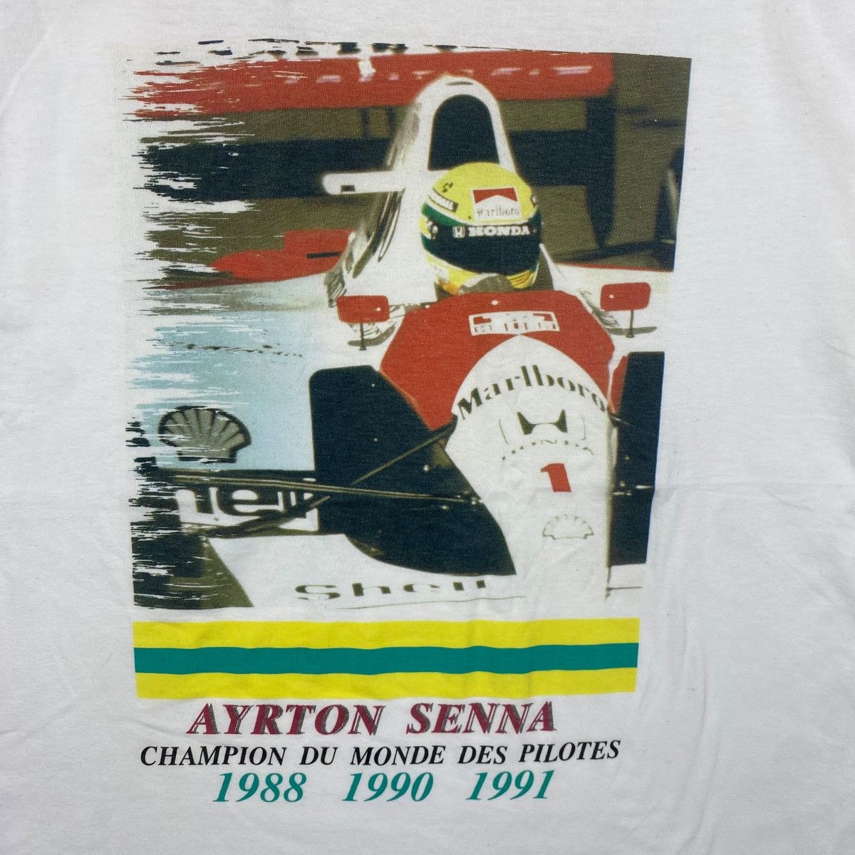 Marlboro Vintage 90s MARLBORO Ayrton Senna F-1 Champion Graphic Tee Size US M / EU 48-50 / 2 - 2 Thumbnail