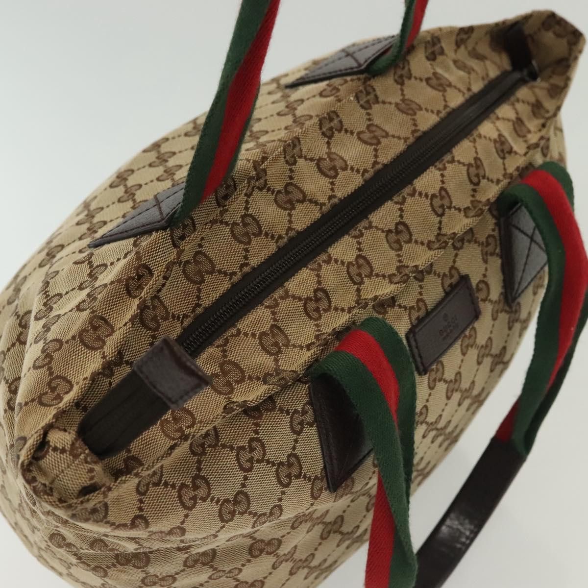 Gucci GUCCI GG Canvas Web Sherry Line Tote Bag Beige Green Red Size ONE SIZE - 6 Thumbnail