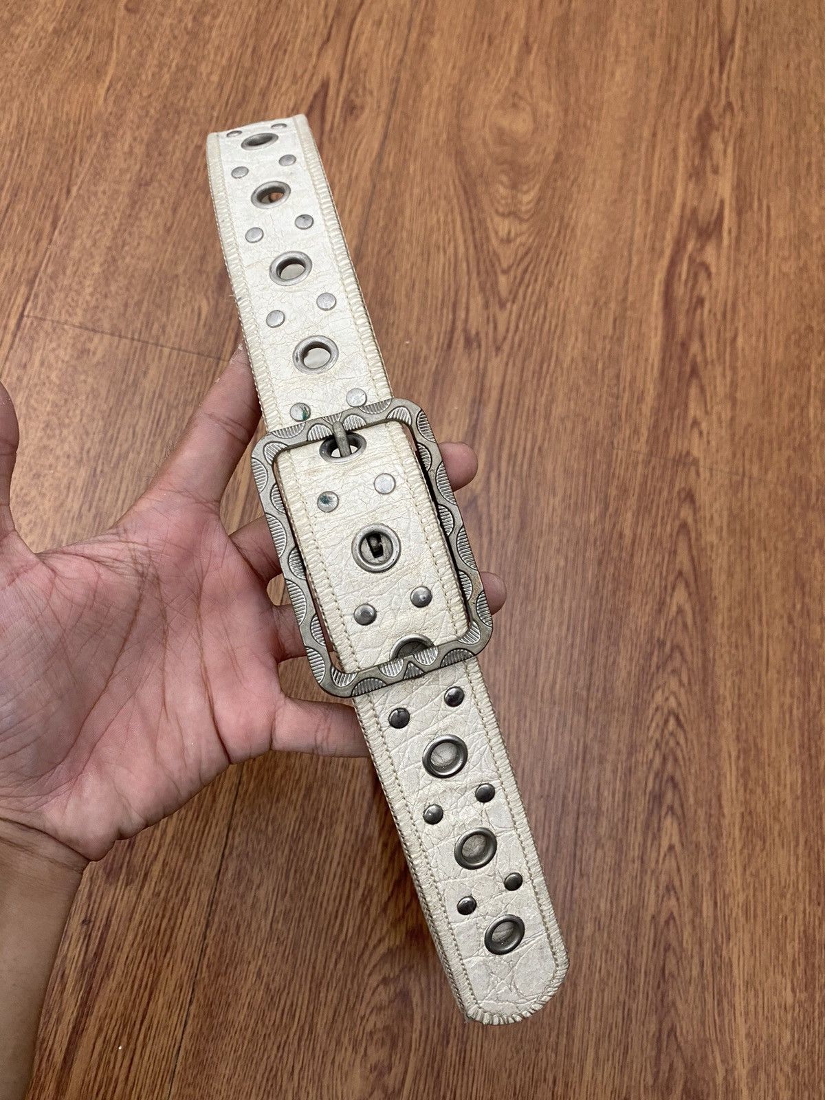 If Six Was Nine × Japanese Brand × Le Grande Bleu (L.G.B.) white ringer belt punk Size ONE SIZE - 4 Thumbnail