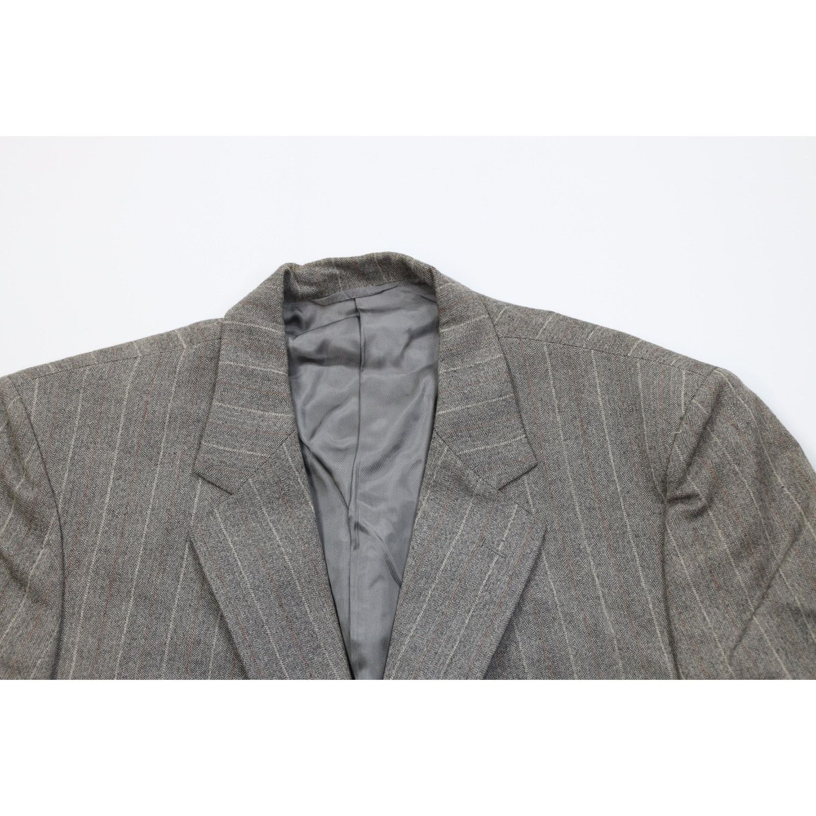 Vintage Vintage 70s Heavy Wool Herringbone 3 Piece Suit Wedding Size 44L - 3 Thumbnail