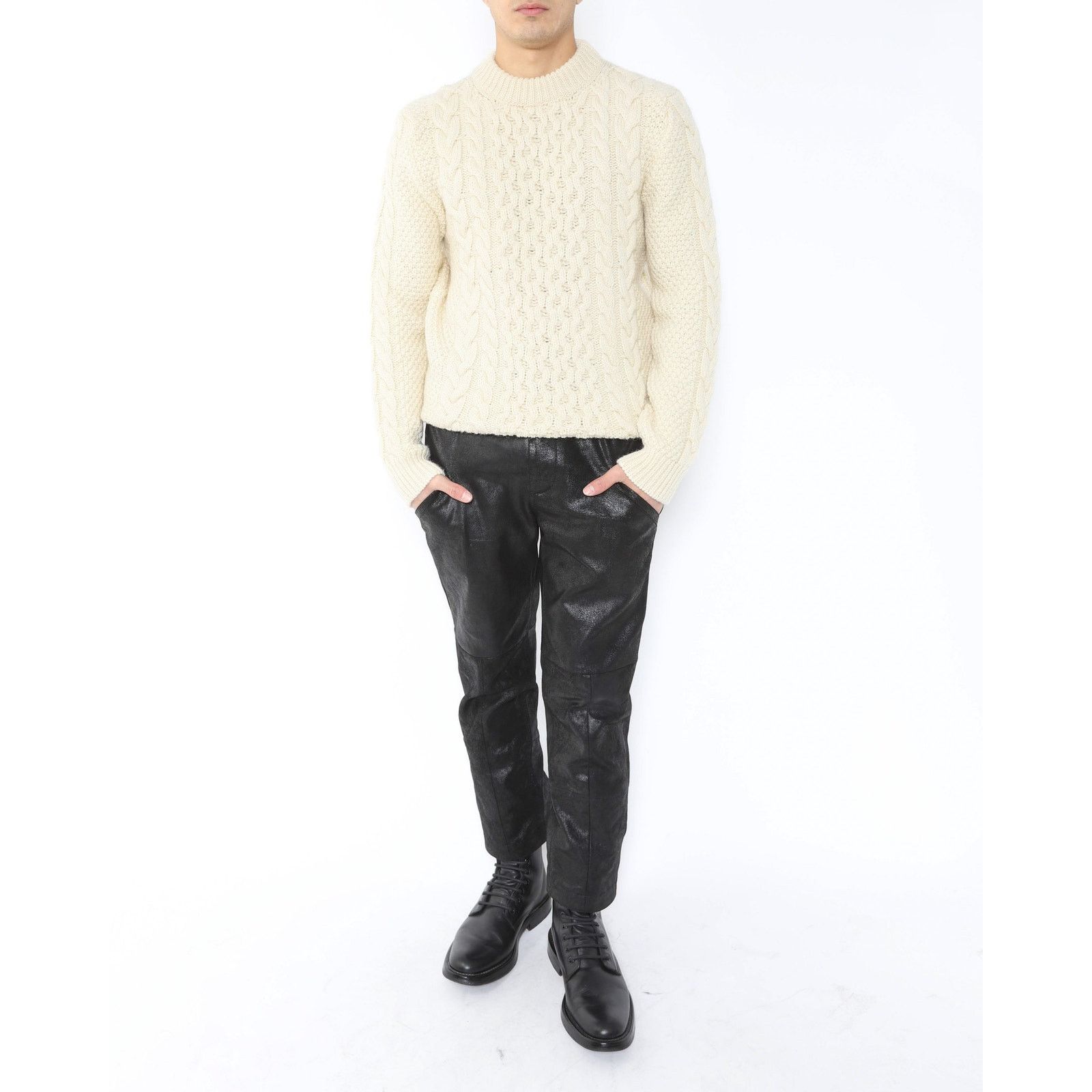 Saint Laurent Paris FW16 Cable Knit Sweater in Ivory Wool Size US M / EU 48-50 / 2 - 7 Thumbnail