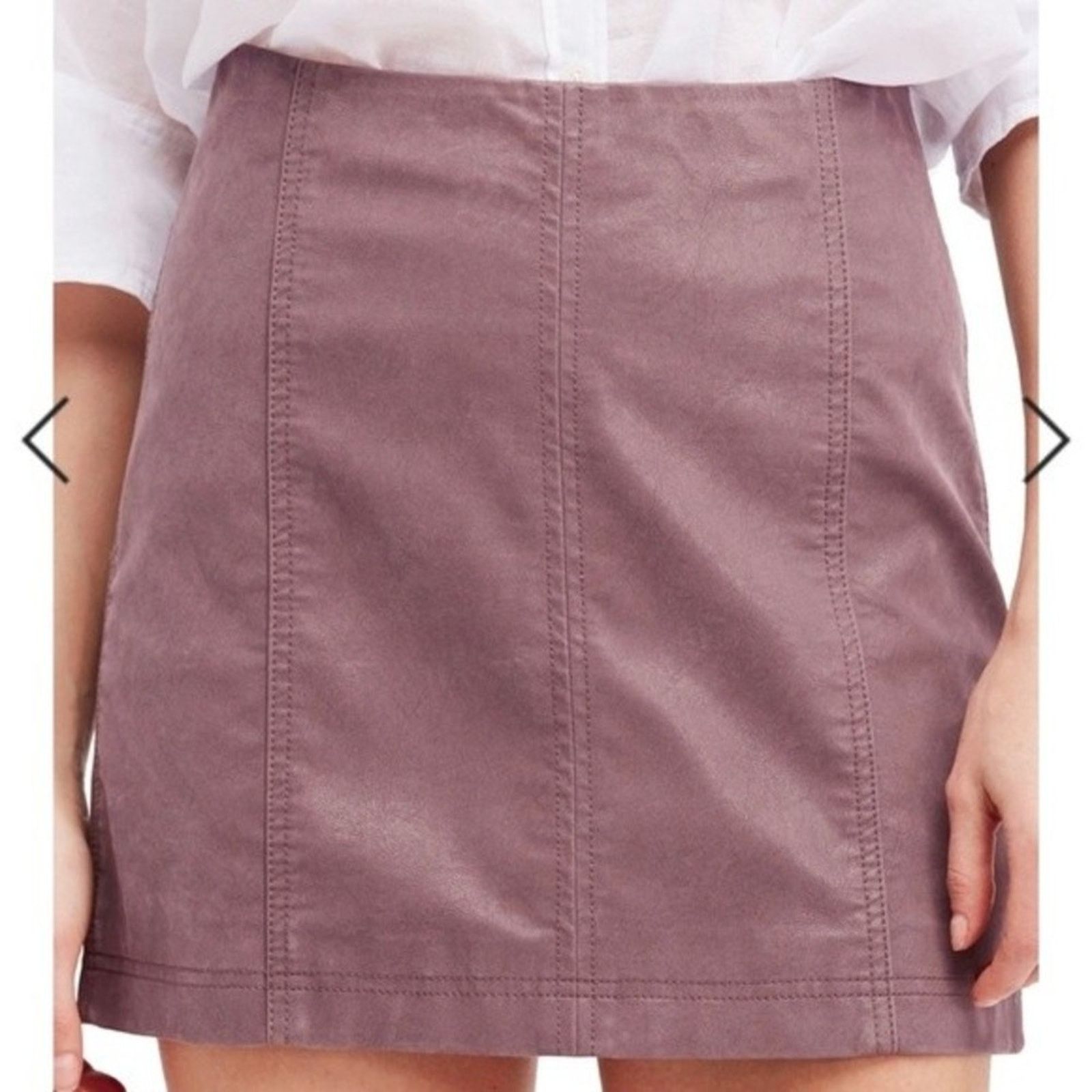 Free People FreePeople vegan suede pink mini skirt, size 4 Size 27" / US 4 / IT 40 - 3 Thumbnail