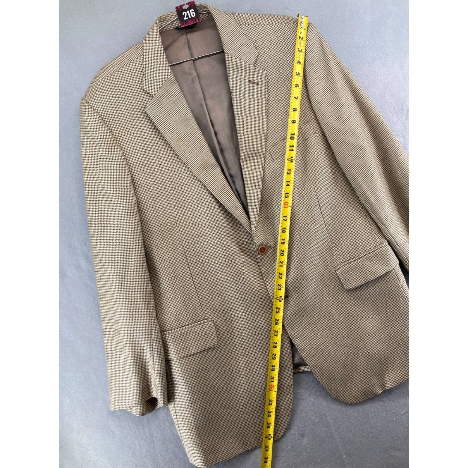 Vintage Roberto Zanieri Jacket Mens 46L Wool Blend Houndstooth Tan Italy Made Size US S / EU 44-46 / 1 - 5 Thumbnail