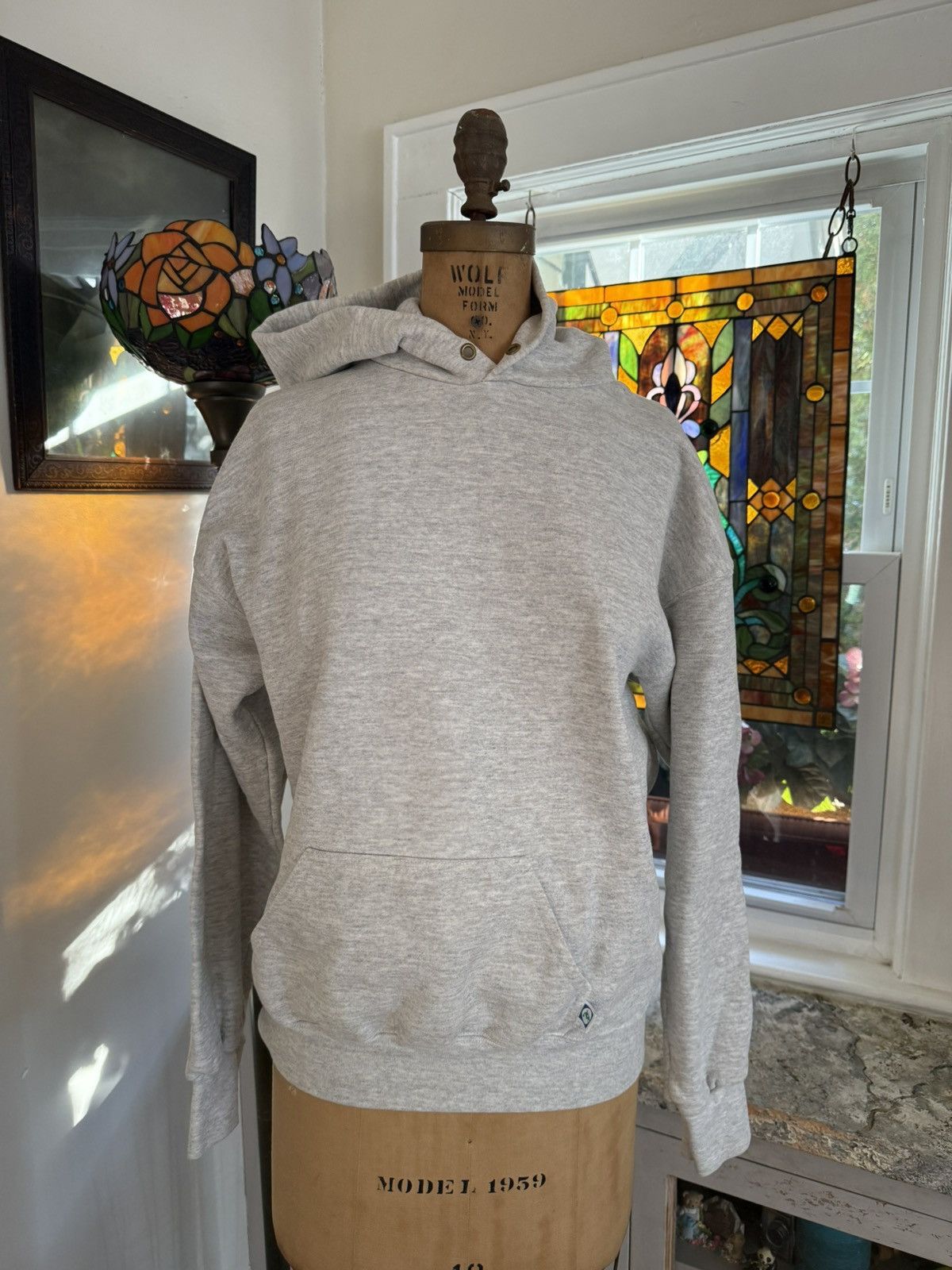 Vintage 1980s Gym Grey 100% Cotton Made USA Hoodie Size US L / EU 52-54 / 3 - 2 Thumbnail