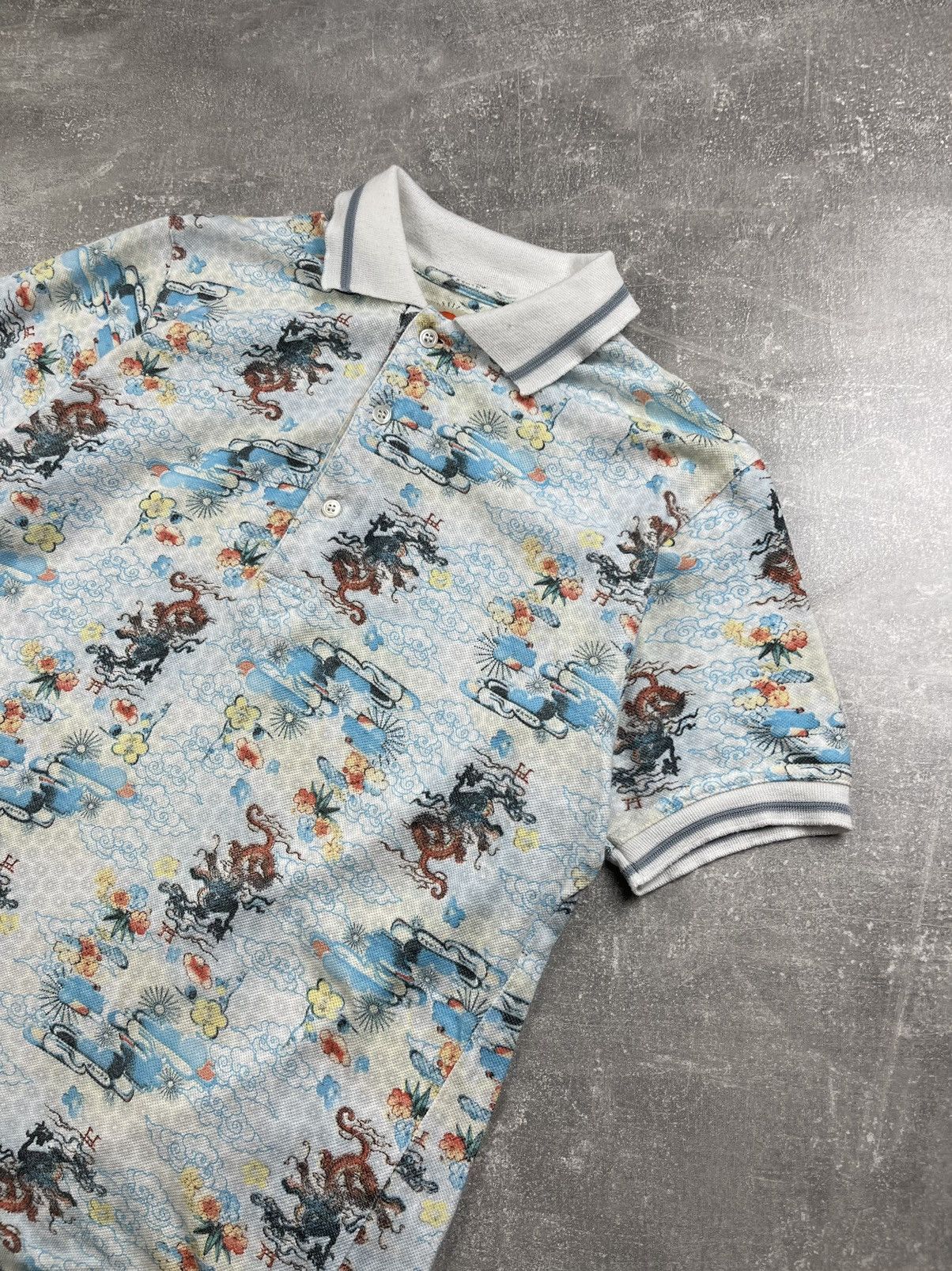 Designer × Japanese Brand × Michiko Koshino Mickicko Koshiho Japanese Dragons Pattern Polo T-Shirt Size US M / EU 48-50 / 2 - 2 Thumbnail
