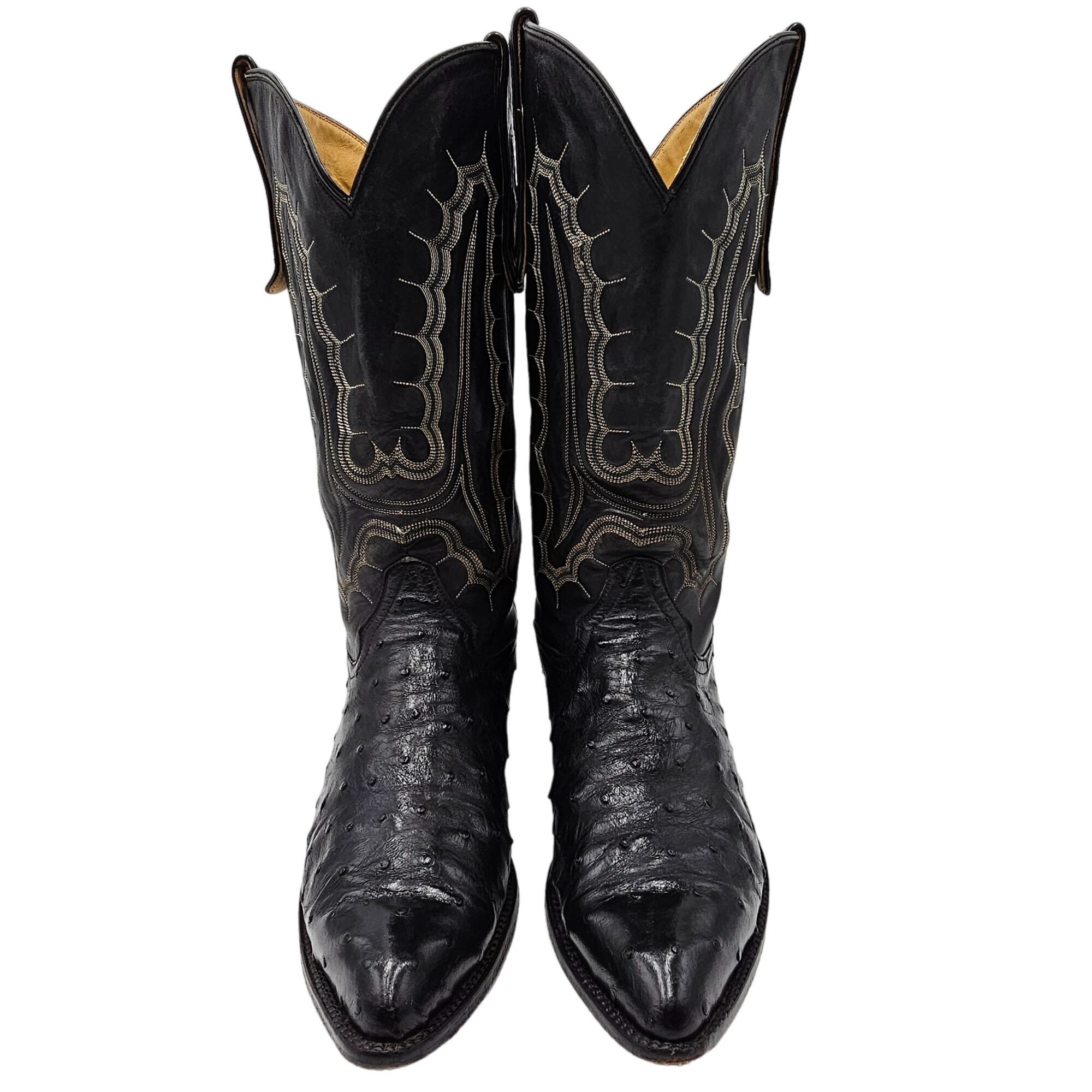 Other Vintage Honcho Boots Exotic Full Quill Ostrich Black Cowboy Size US 10 / EU 43 - 3 Thumbnail
