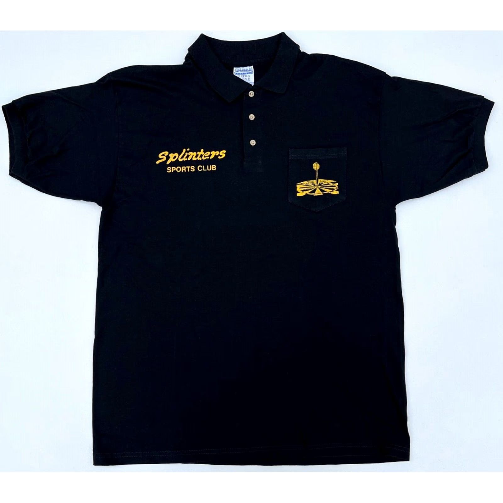 Gildan VINTAGE Gildan Polo Shirt Polo XL Black American Darters Association Splinters Sports Club Sz XL Mens Vintage Polo Shirt Size US XL / EU 56 / 4 - 2 Thumbnail