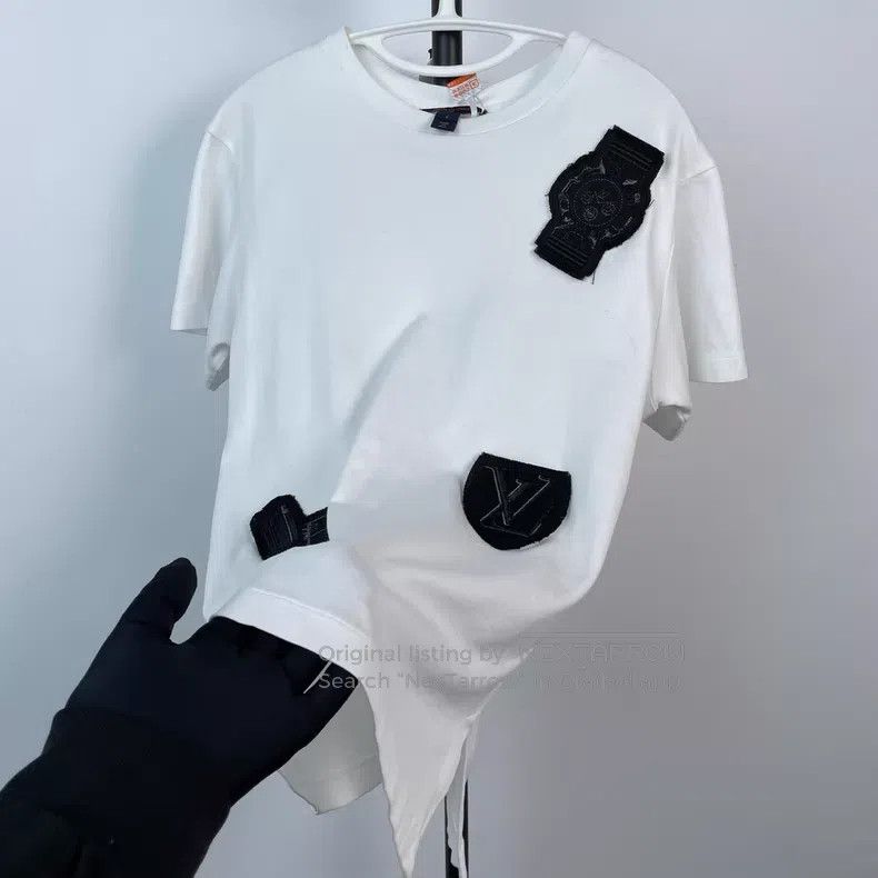 Louis Vuitton Louis Vuitton White Logo Embroidered Crew Neck Short Sleev Size US S / EU 44-46 / 1 - 6 Thumbnail