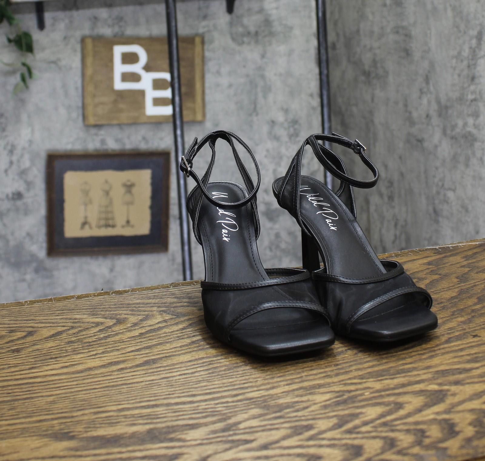 Other Nwt Wild Pair Dress Sandals Heels 10020643600 Black Mesh 7m Size US 7 / IT 37 - 3 Thumbnail