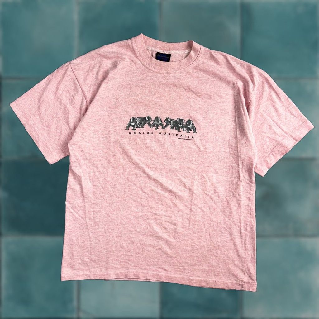 Vintage VINTAGE Koalas Australia T Shirt Pink Single Stitch Cute Animals Travel Fun Graphic Size US XL / EU 56 / 4 - 1 Thumbnail