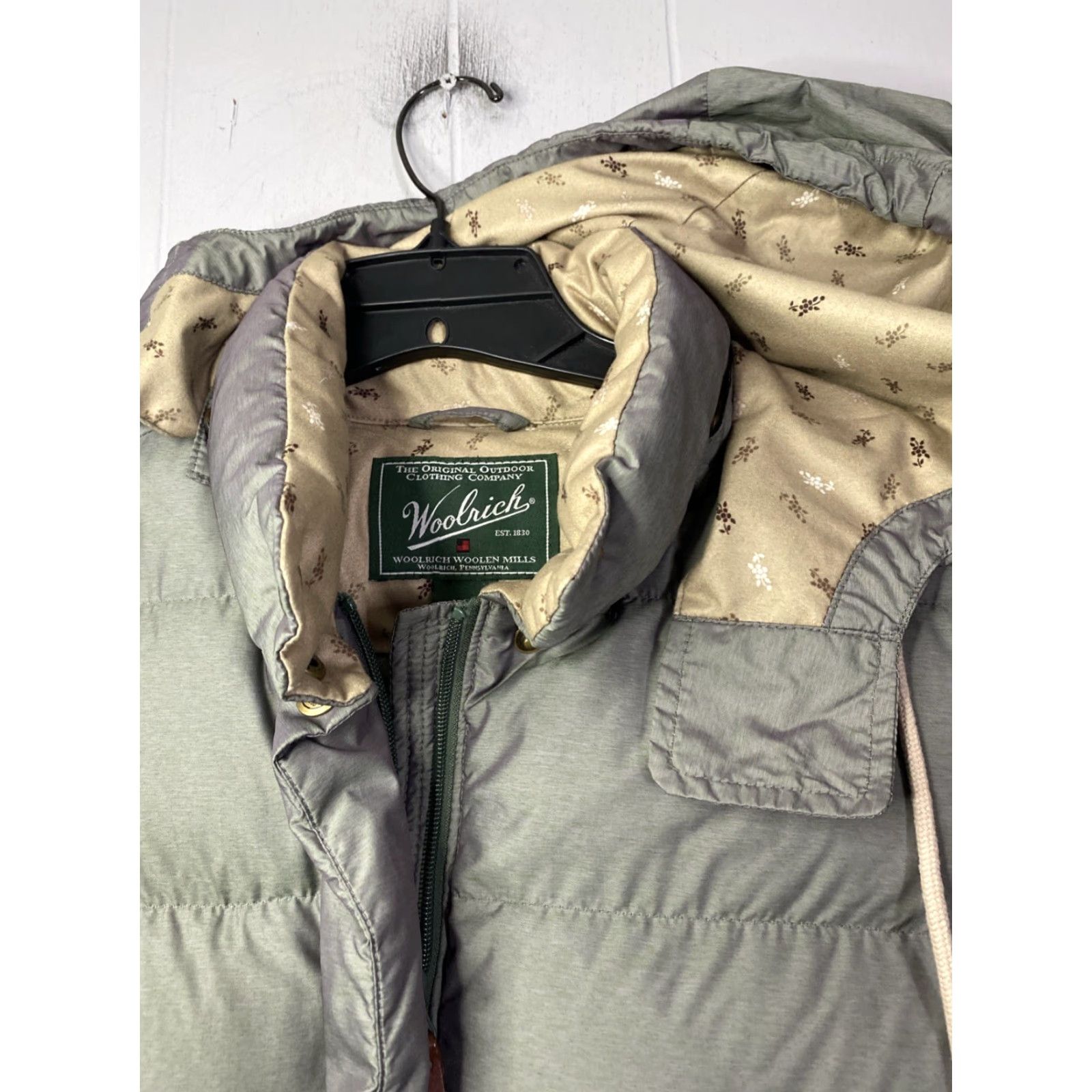 Vintage Woolrich Vest Womens Goose Down Puffer Hood Removable L Large Sage Green Woolrich Goose Down 18524 VN 23x28 Spruce Size L / US 10 / IT 46 - 2 Thumbnail