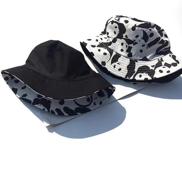 Japanese Brand Double Sided Panda Printed Casual Bucket Hat Summer Cap Hat Size ONE SIZE - 2 Thumbnail