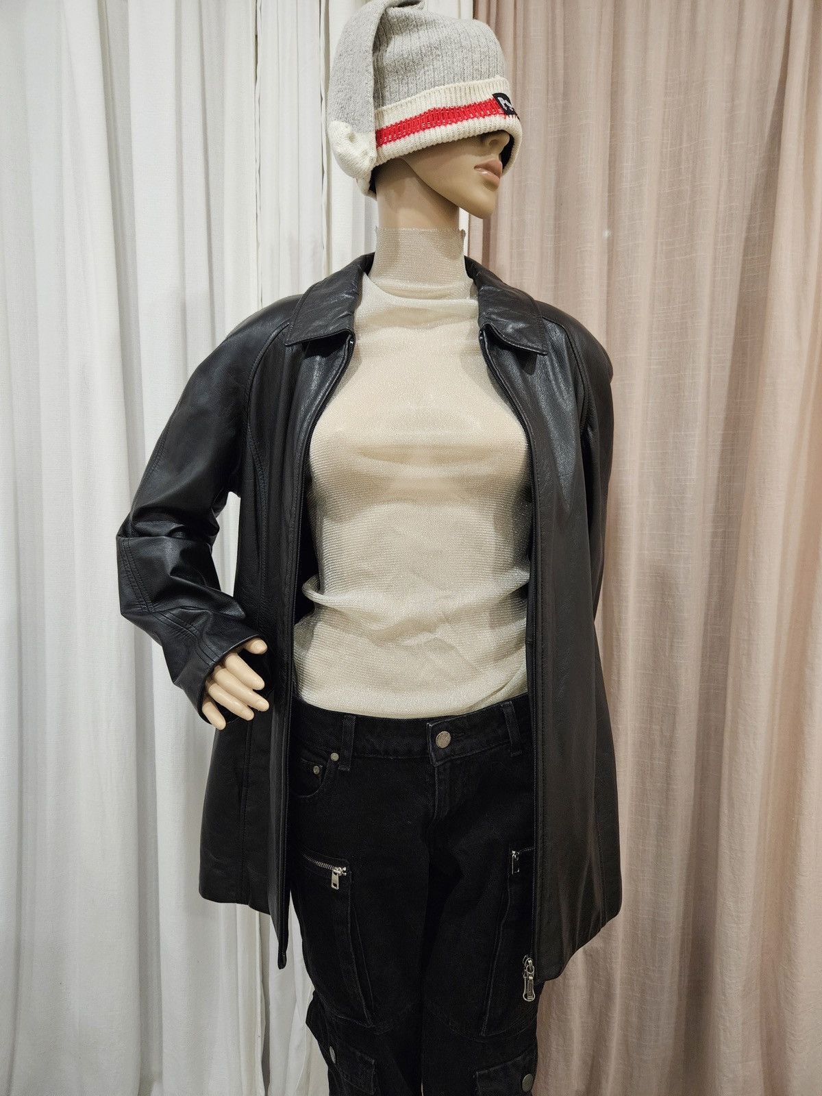 Danier × Vintage Danier Genuine Leather Raglan Sleeves Black Jacket / 42~44 Size M / US 6-8 / IT 42-44 - 2 Thumbnail