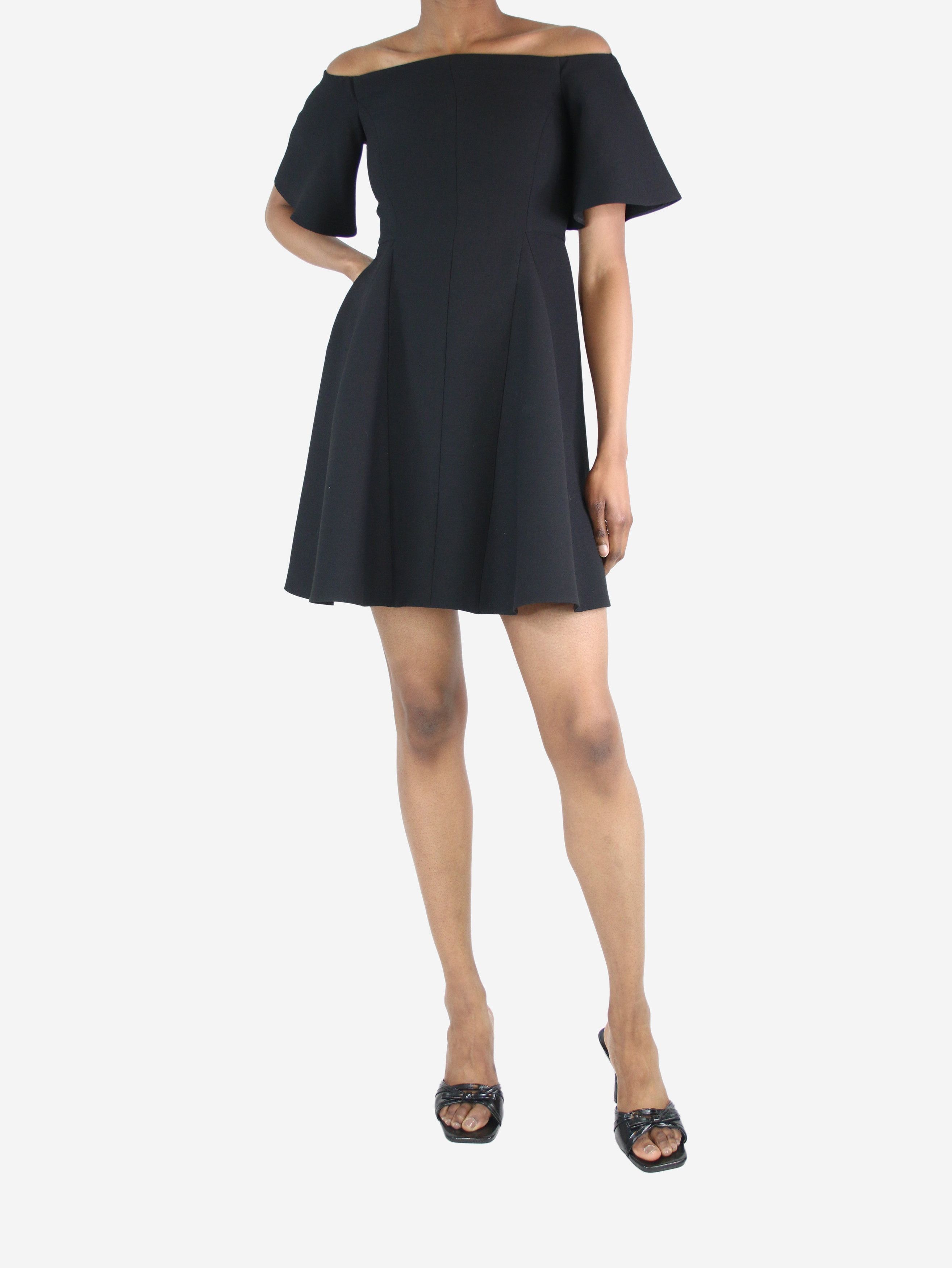 image of Valentino Black Wide-Neck A-Line Mini Dress - Size Uk 6, Women's