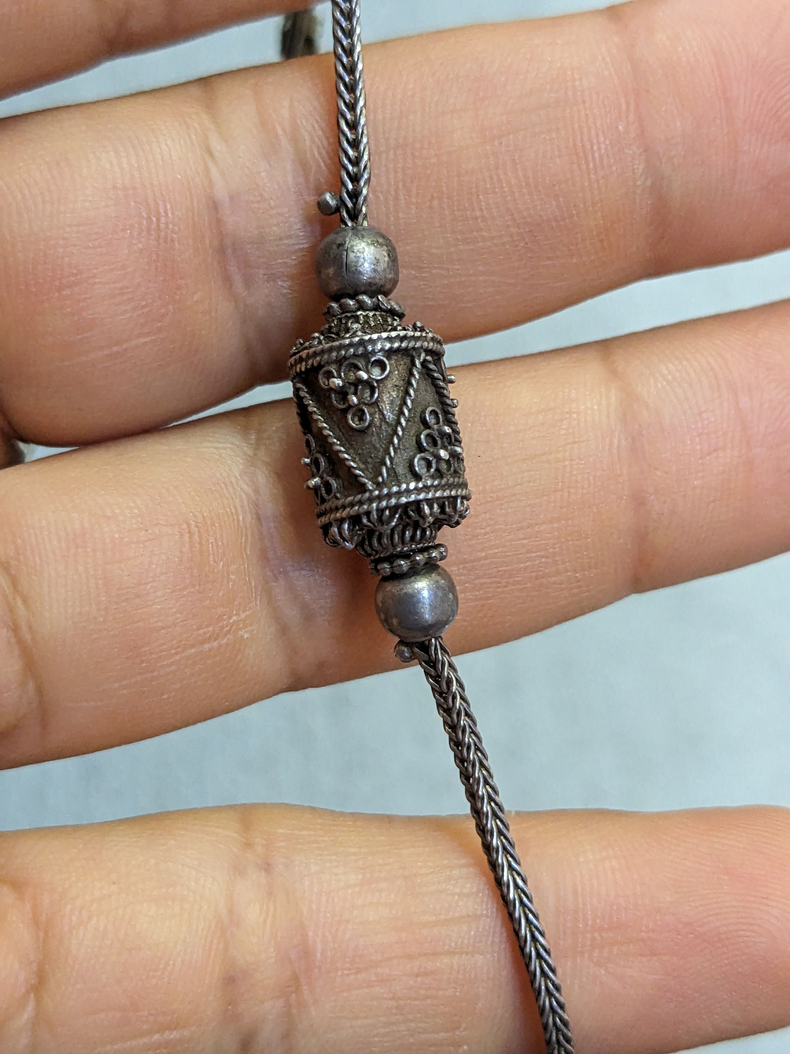 Jewelry × Vintage Vintage Sterling Silver Bracelet 7.25" Wheat Foxtail Bead Size ONE SIZE - 11 Thumbnail