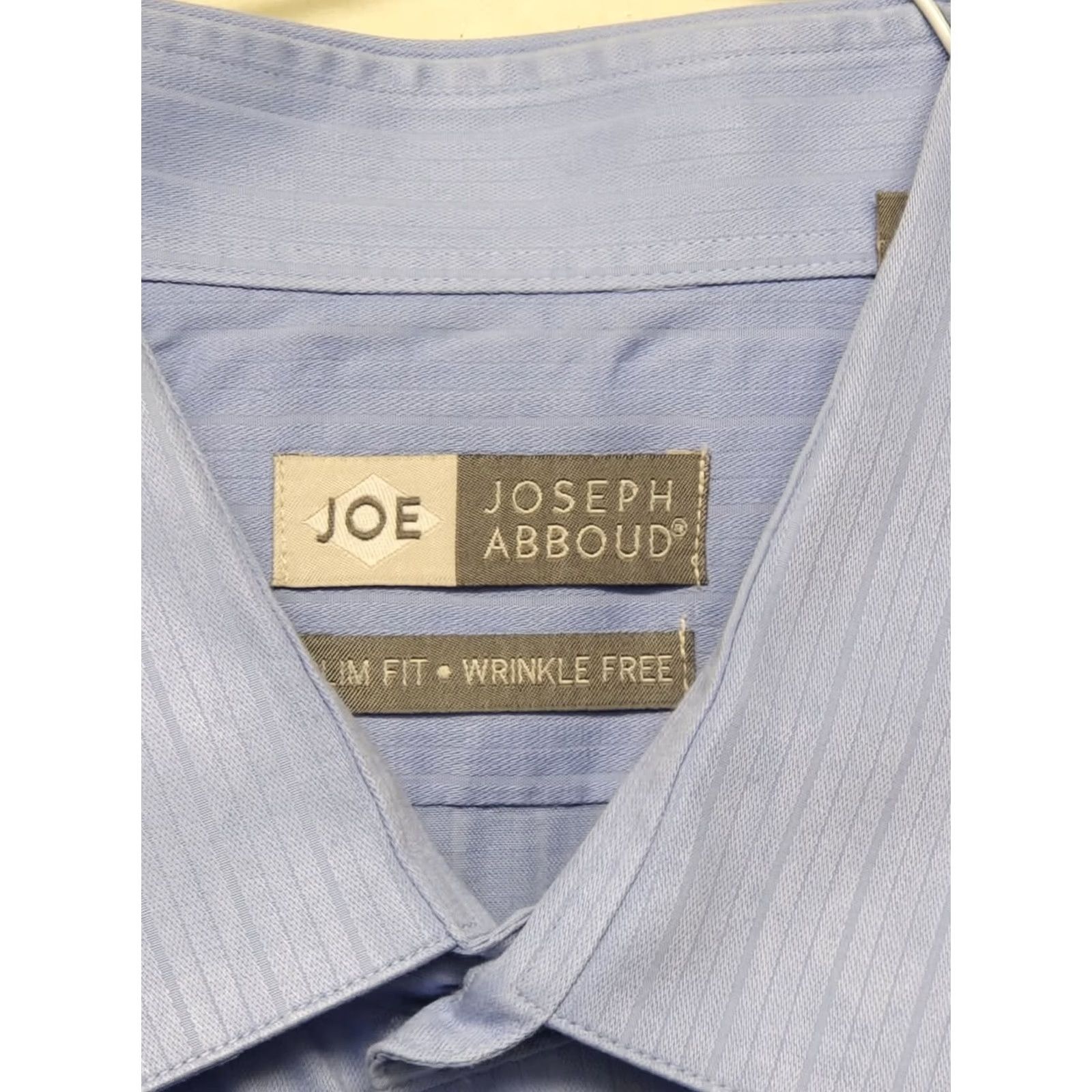 Joseph Abboud Joseph Abboud JOE Dress Shirt Blue Slim Fit Long Sleeve Wrinkle Free Button Collared Solid 100% Cotton Men L Regular Size 42R - 7 Thumbnail