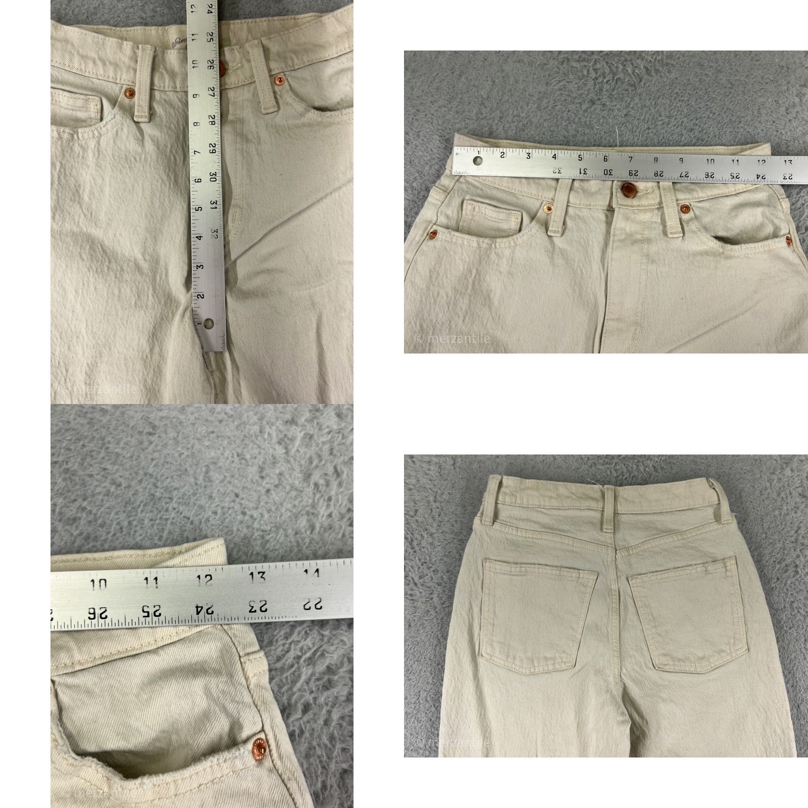 Vintage Universal Thread Jeans Women 0 Ivory Denim Stretch Wide-Leg Casual Pants Womens 90s Style Size 25" / US 0 / IT 36 - 9 Thumbnail
