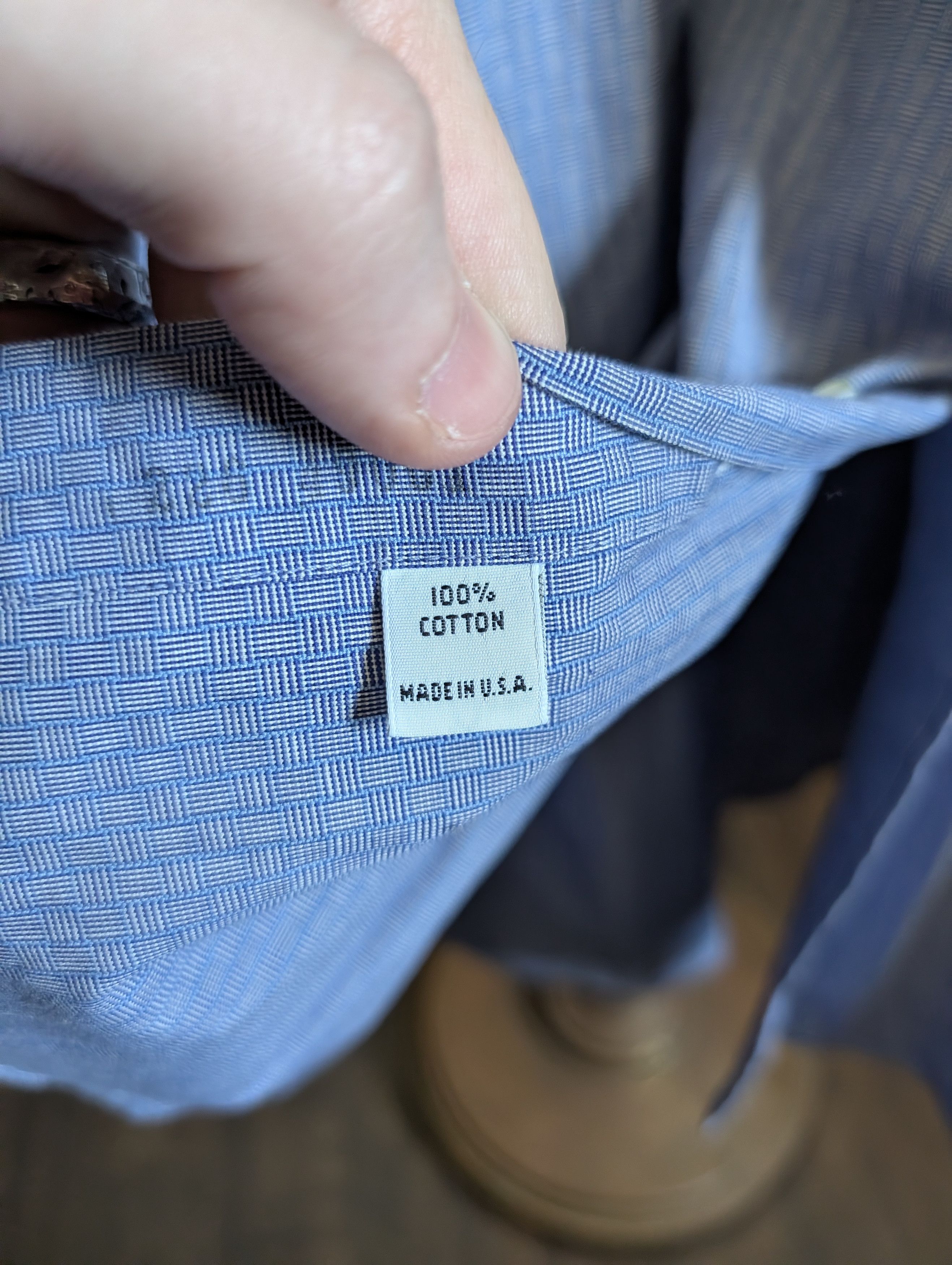 Barneys New York VTG blue patterned made in USA cotton French cuff shirt Size US XL / EU 56 / 4 - 12 Thumbnail