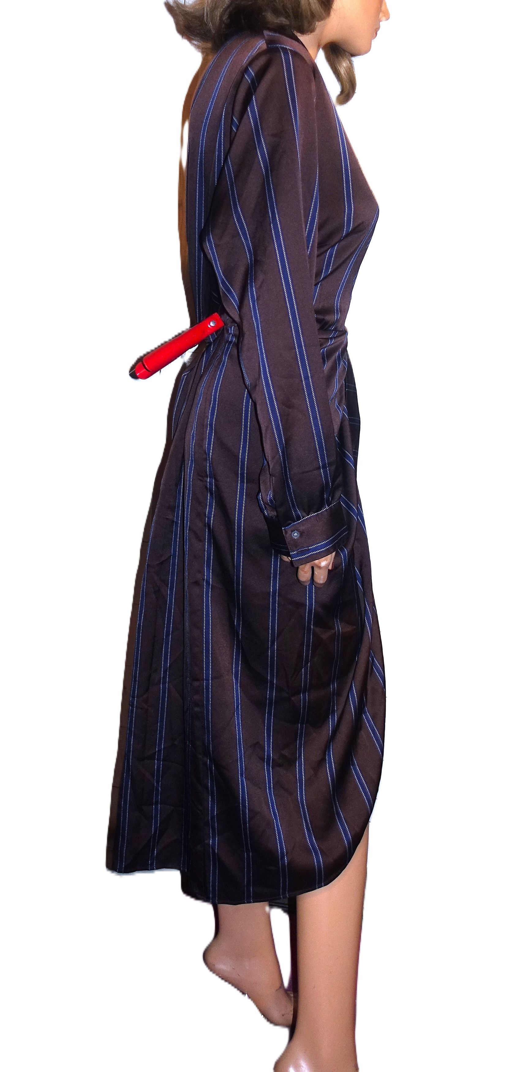 Loft Loft Chocolate Navy Blue Striped Wrap Dress XL Size XL / US 12-14 / IT 48-50 - 6 Thumbnail