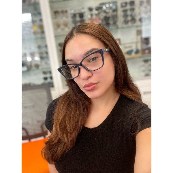 Gucci Gucci GG0634O 004 Eyeglasses Blue 55mm Cat Eye Frame Size ONE SIZE - 3 Thumbnail