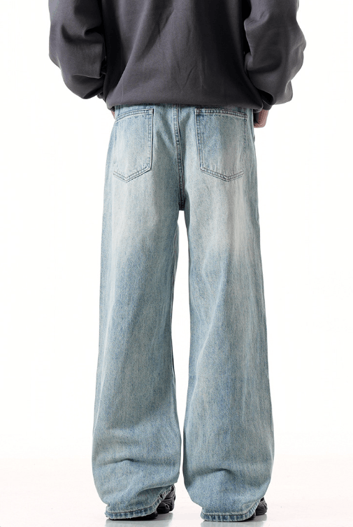 Japanese Brand × Vintage Street retro blue distressed washed straight loose jeans Size US 32 / EU 48 - 5 Thumbnail
