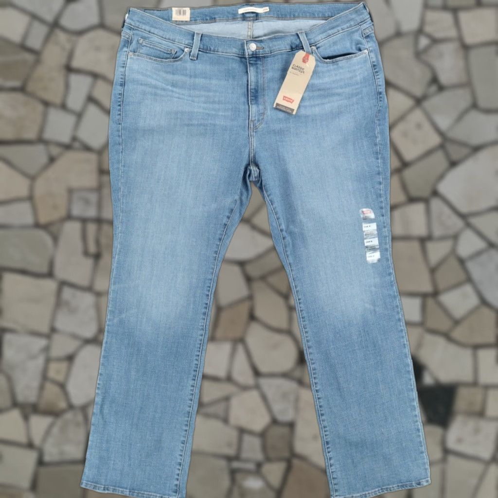Denime Levis Jeans Blue Women's 24W Classic Bootcut Denim Stretch Slim Regular Cotton Blend Pants Ladies 24W Blue 90s Event Casual Mens Womens Size 42" / US 20 - 1 Thumbnail