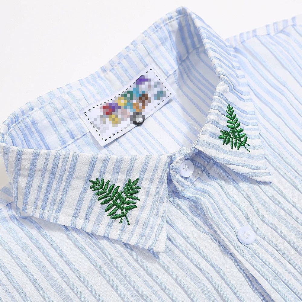 Vintage Men's hip-hop flower embroidery striped long-sleeved shirt Size US M / EU 48-50 / 2 - 3 Thumbnail