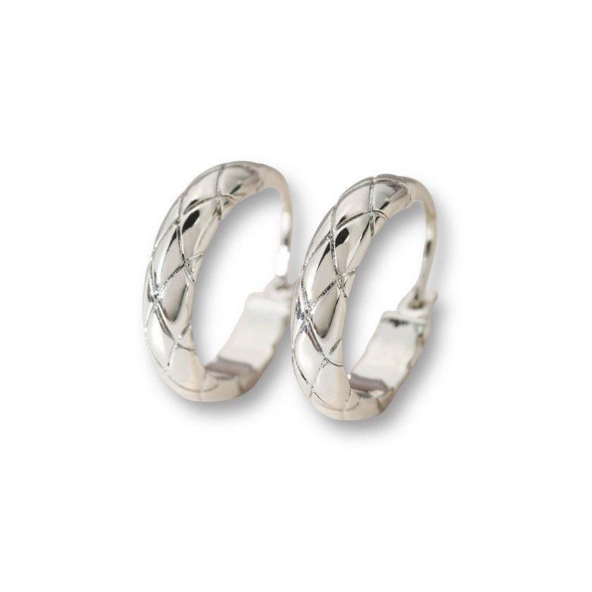 Other Polished Metal Texture Silver Hoop Earrings for Women Size ONE SIZE - 1 Thumbnail
