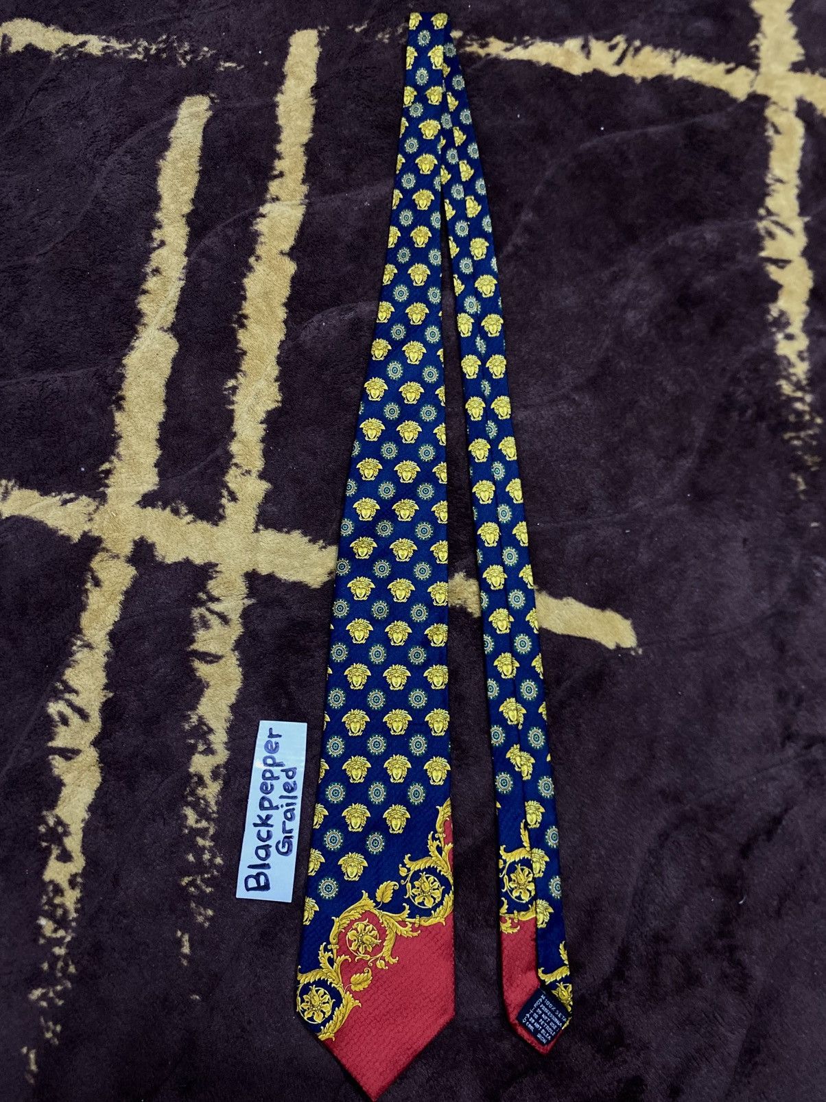Versace Rare❤️‍🔥 Gianni Versace Baroque Medusa Logo Tie Luxury Italy Size ONE SIZE - 4 Thumbnail