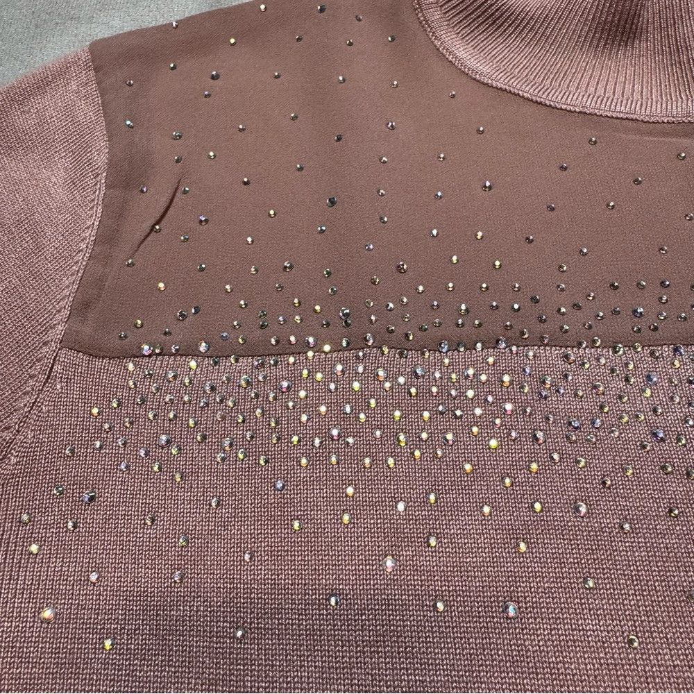 Other NWT New Cable & Gauge Dusty Rose Rhinestones Turtleneck Swe Size L / US 10 / IT 46 - 9 Thumbnail