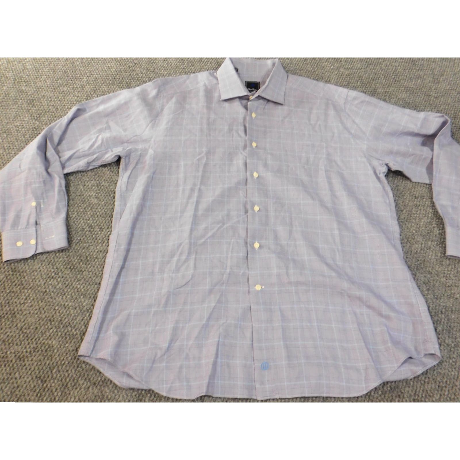 David Donahue david donahue dress shirt 17 34/35 purple mens plaid button up formal Size 46R - 3 Thumbnail