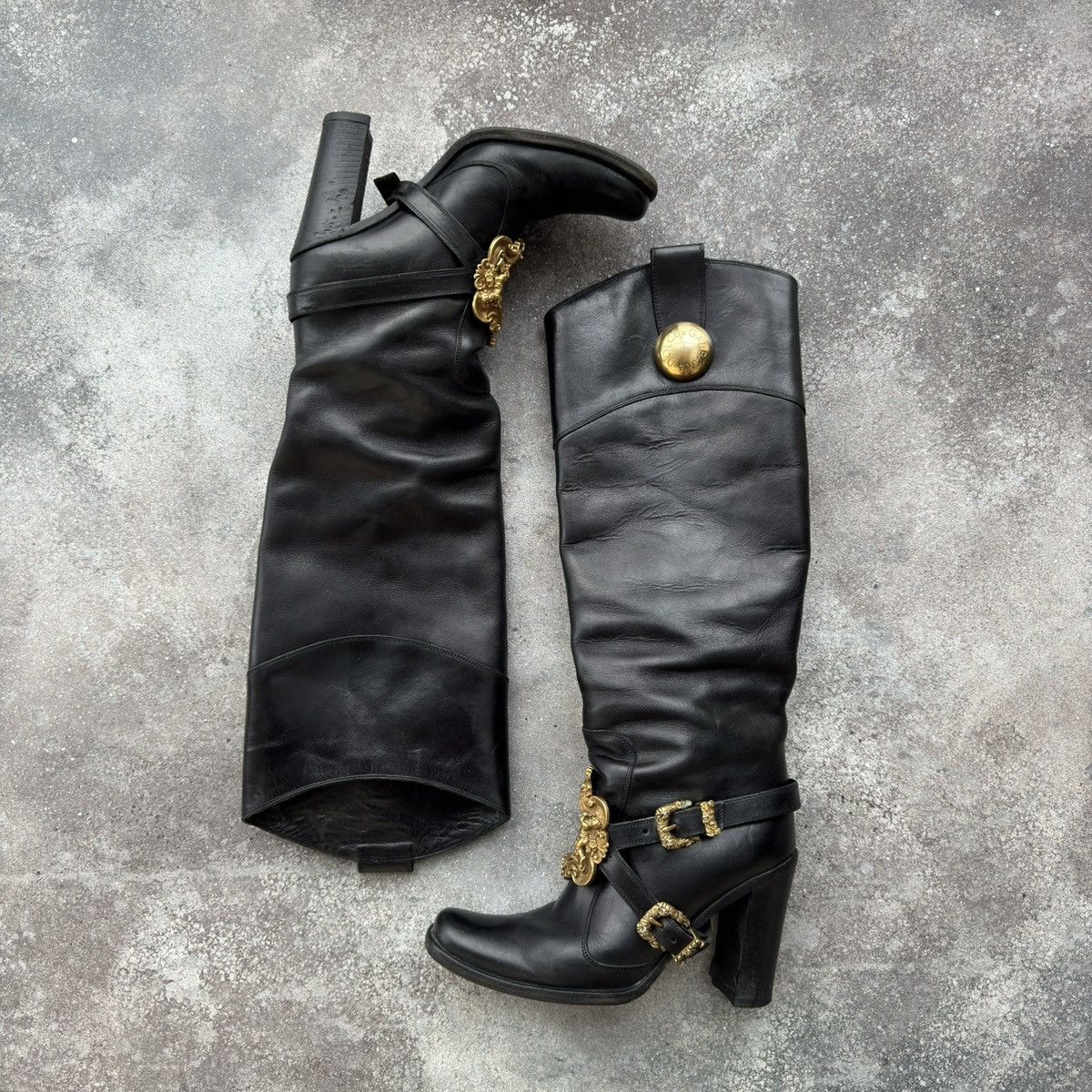 Dolce & Gabbana Dolce & Gabbana Black Leather Heels Boots Size US 6 / IT 36 - 10 Thumbnail
