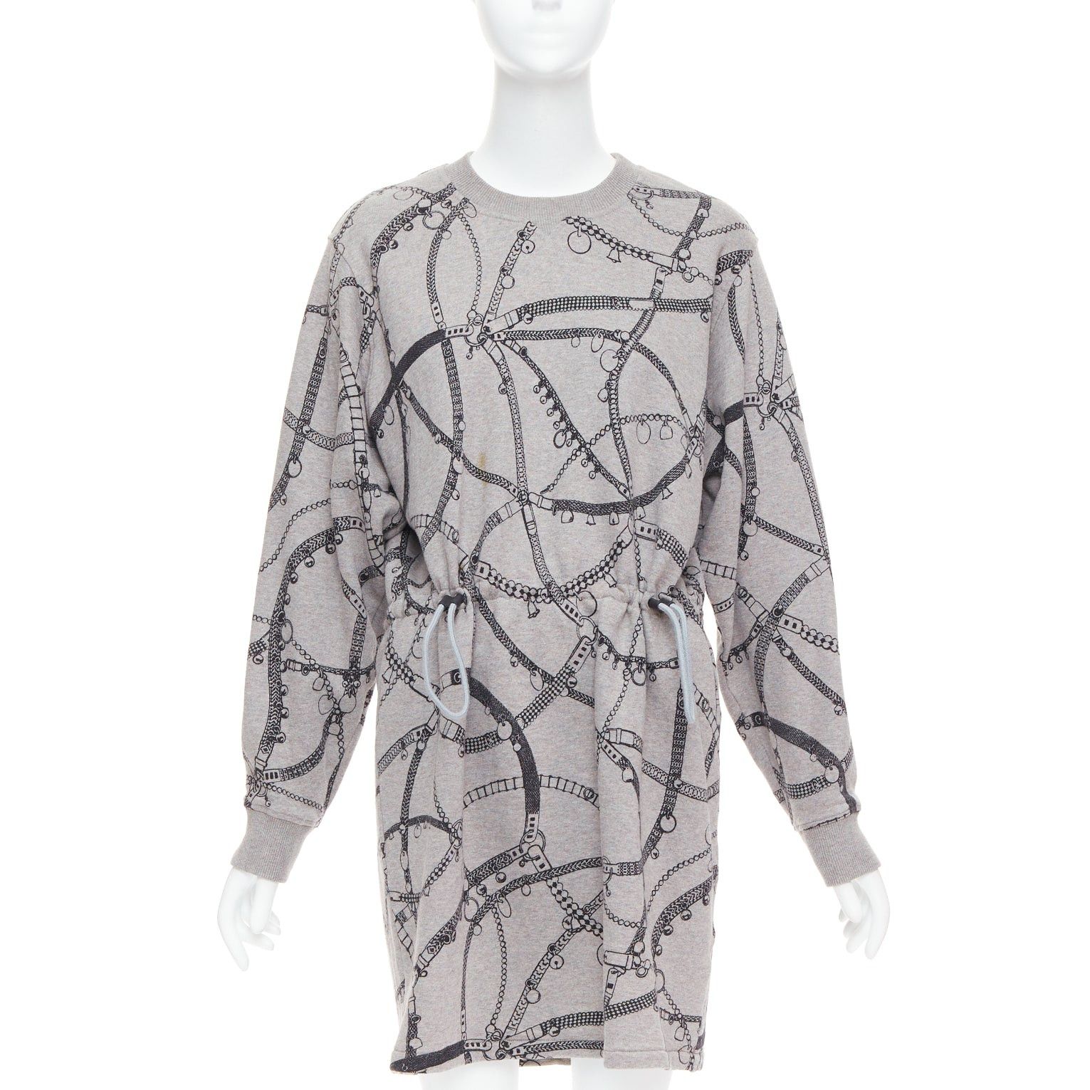 Hermes HERMES Tresor de Medor grey cotton camel fleece drawstring dress FR40 L Size M / US 6-8 / IT 42-44 - 1 Thumbnail