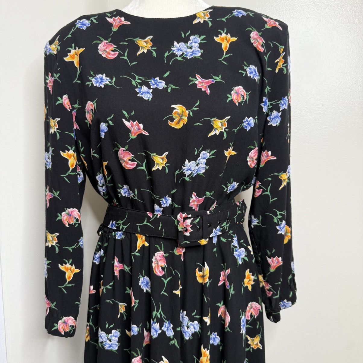 Vintage Vintage 80s Bedford Fair Belted Floral Dress Sz 16P Multi Size XL / US 12-14 / IT 48-50 - 3 Thumbnail