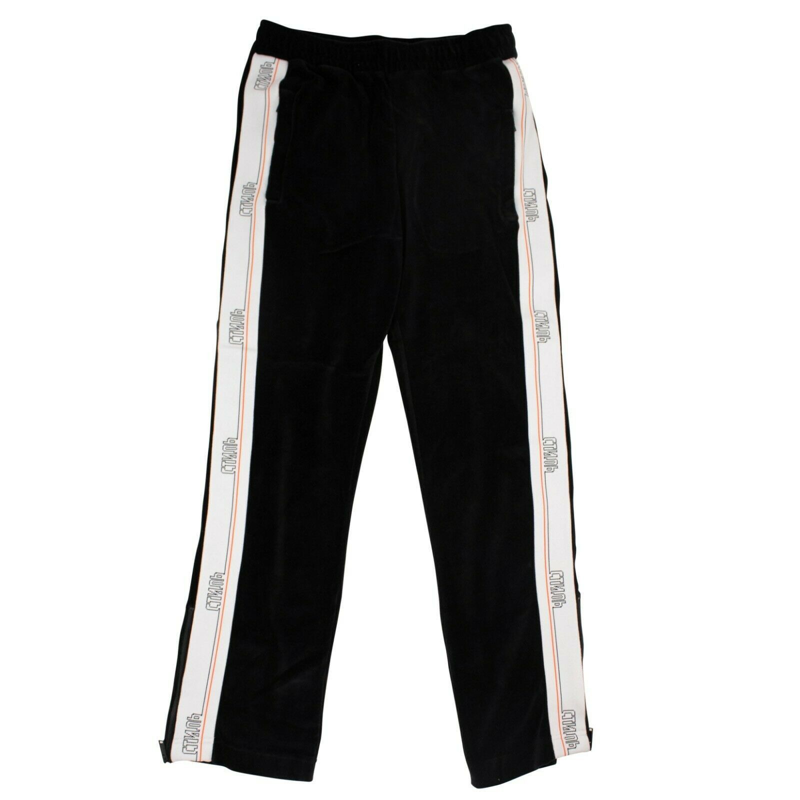 image of Heron Preston Black Velvet Side Tape Track Pants Size M, Men's